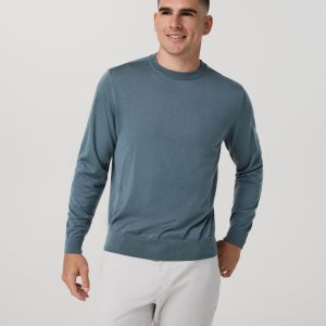 Merino Fine Gauge Wool Sweater | Blue Sea