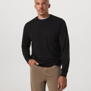 Merino Fine Gauge Wool Sweater | Black