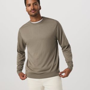 Merino Fine Gauge Wool Sweater | Taupe