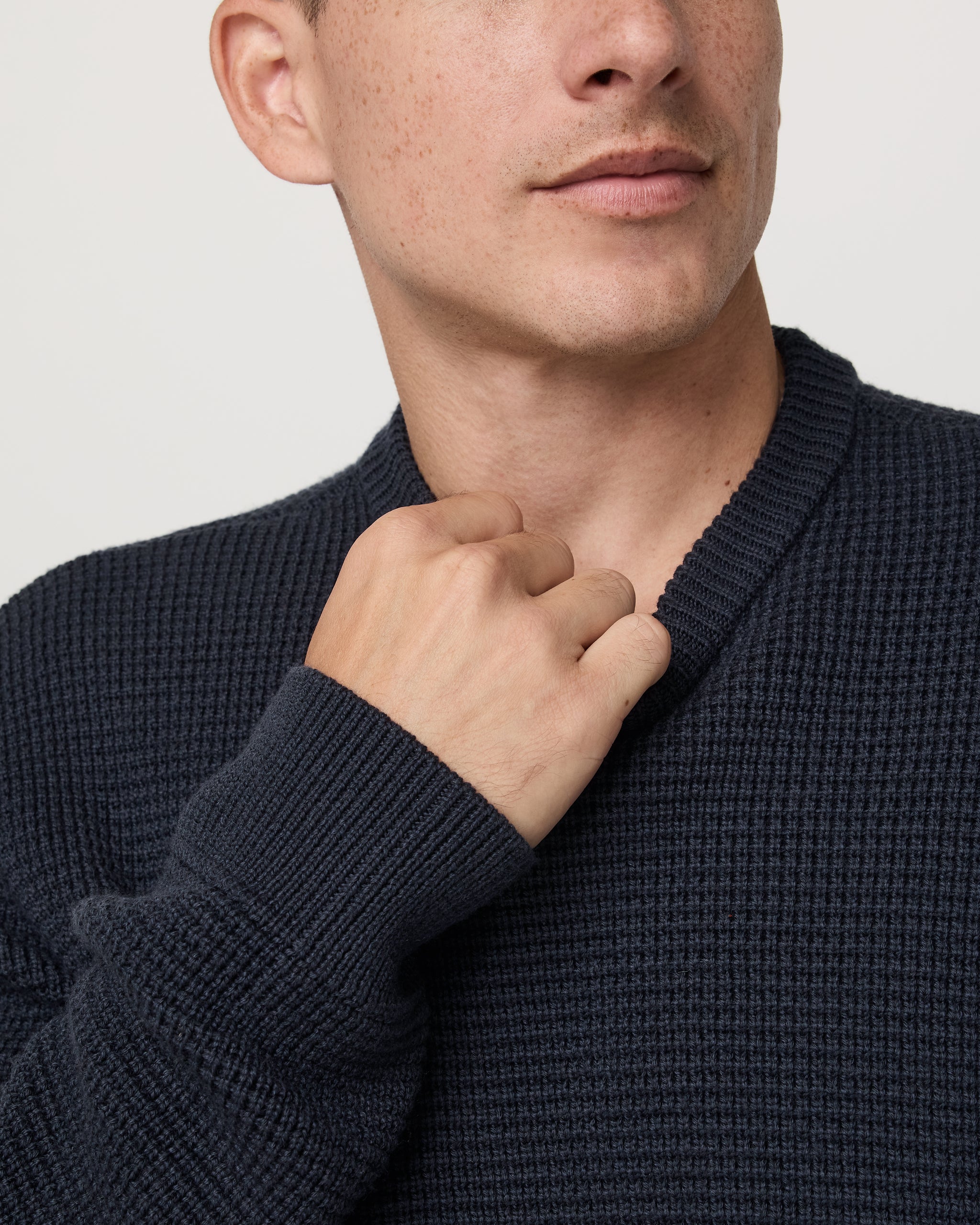 Denver Waffle Crew Sweater | Navy - Image 3