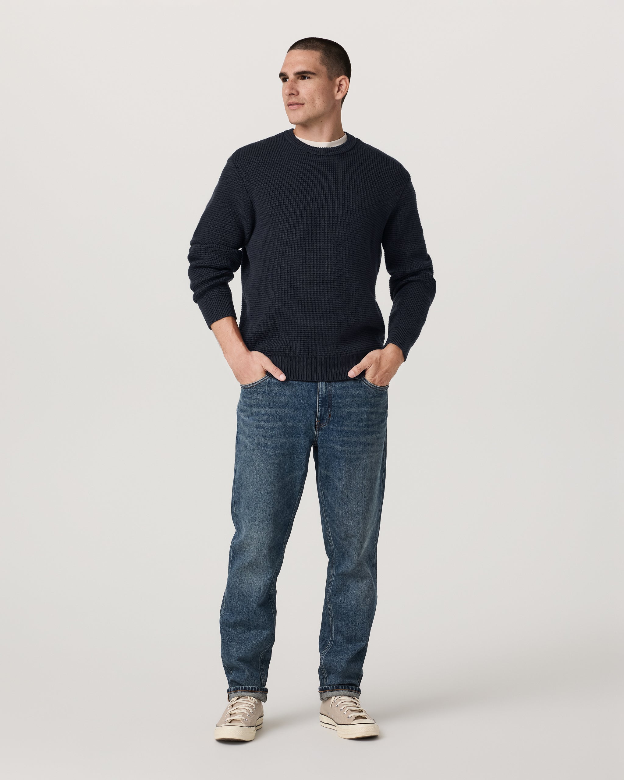 Denver Waffle Crew Sweater | Navy - Image 4