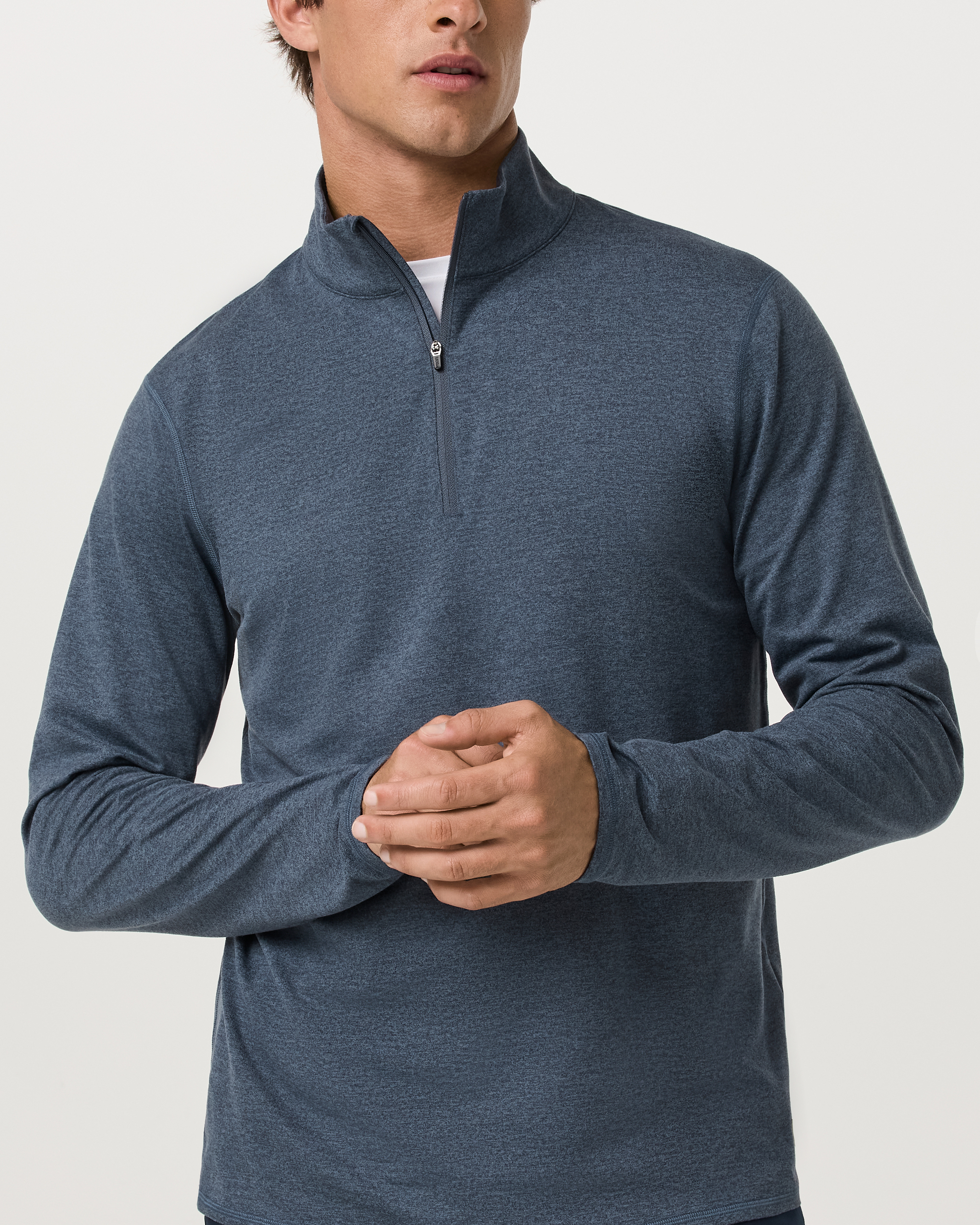 Ponto Half Zip Mock Neck | Bay Blue Heather - Image 2