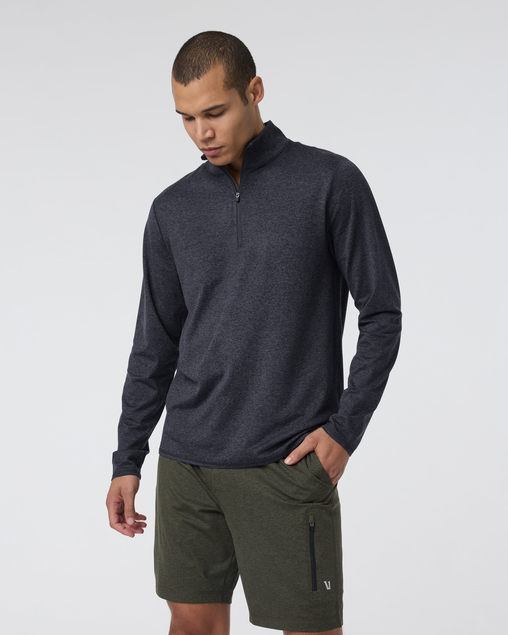 Ponto Half Zip Mock Neck | Charcoal Heather - Image 5