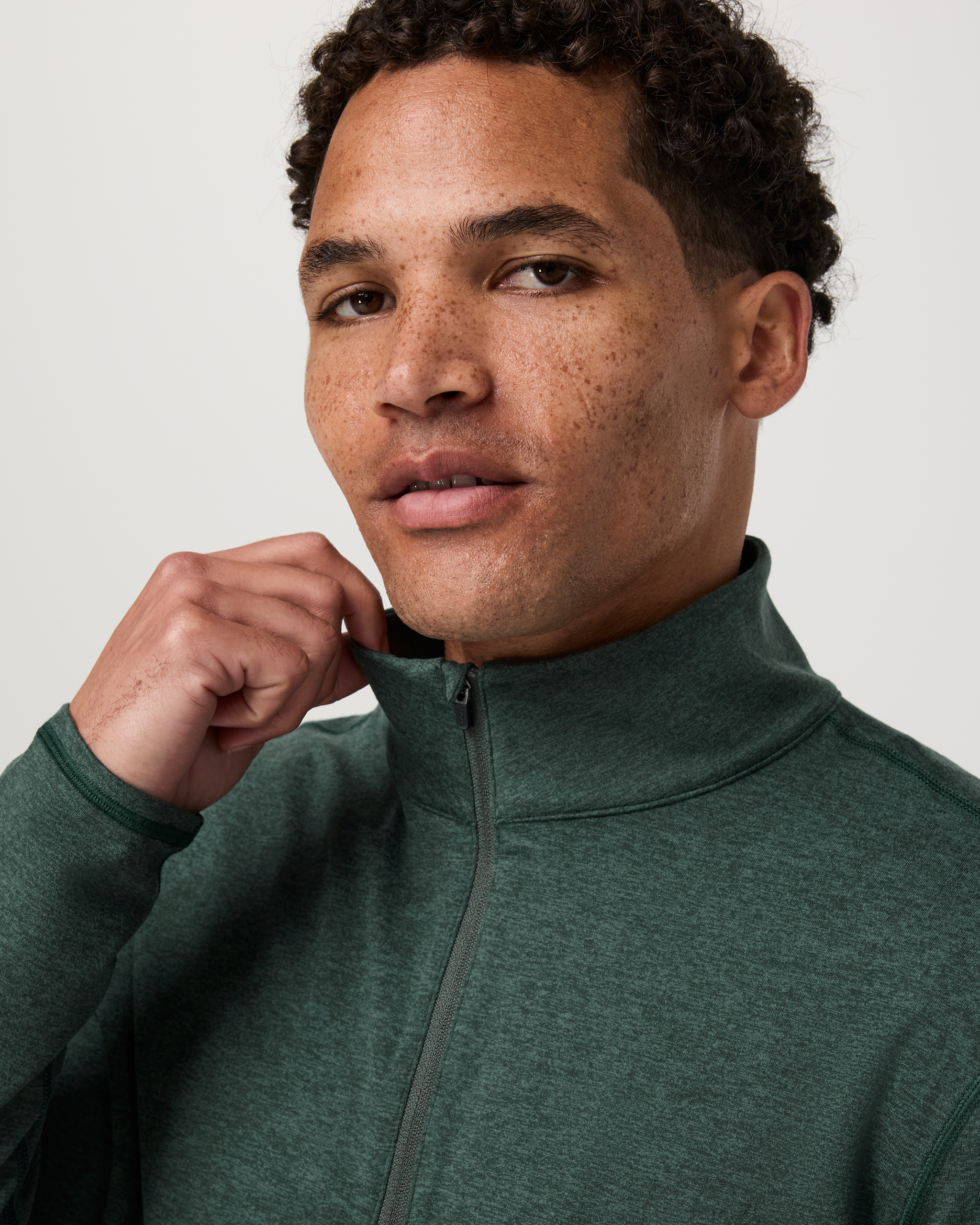 Ponto Half Zip Mock Neck | Hemlock Heather - Image 3
