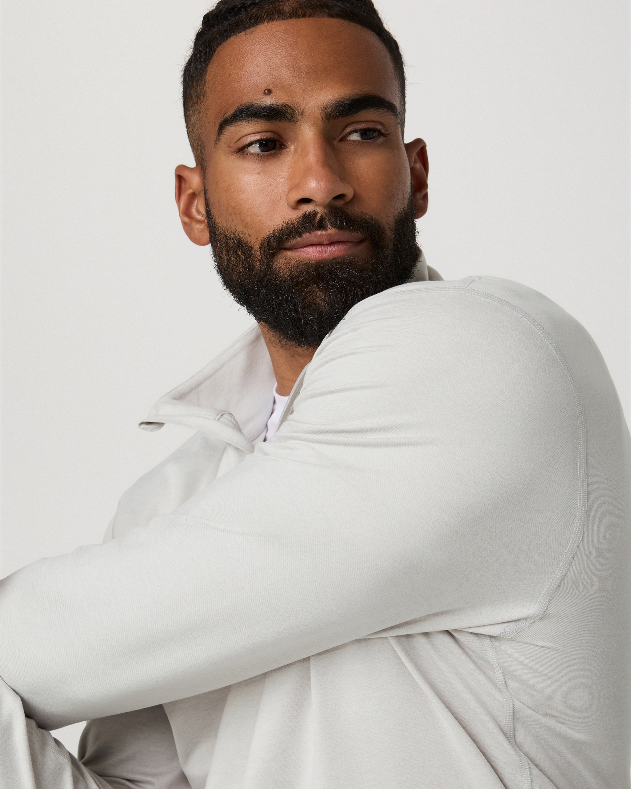 Ponto Half Zip Mock Neck | Salt Heather - Image 2