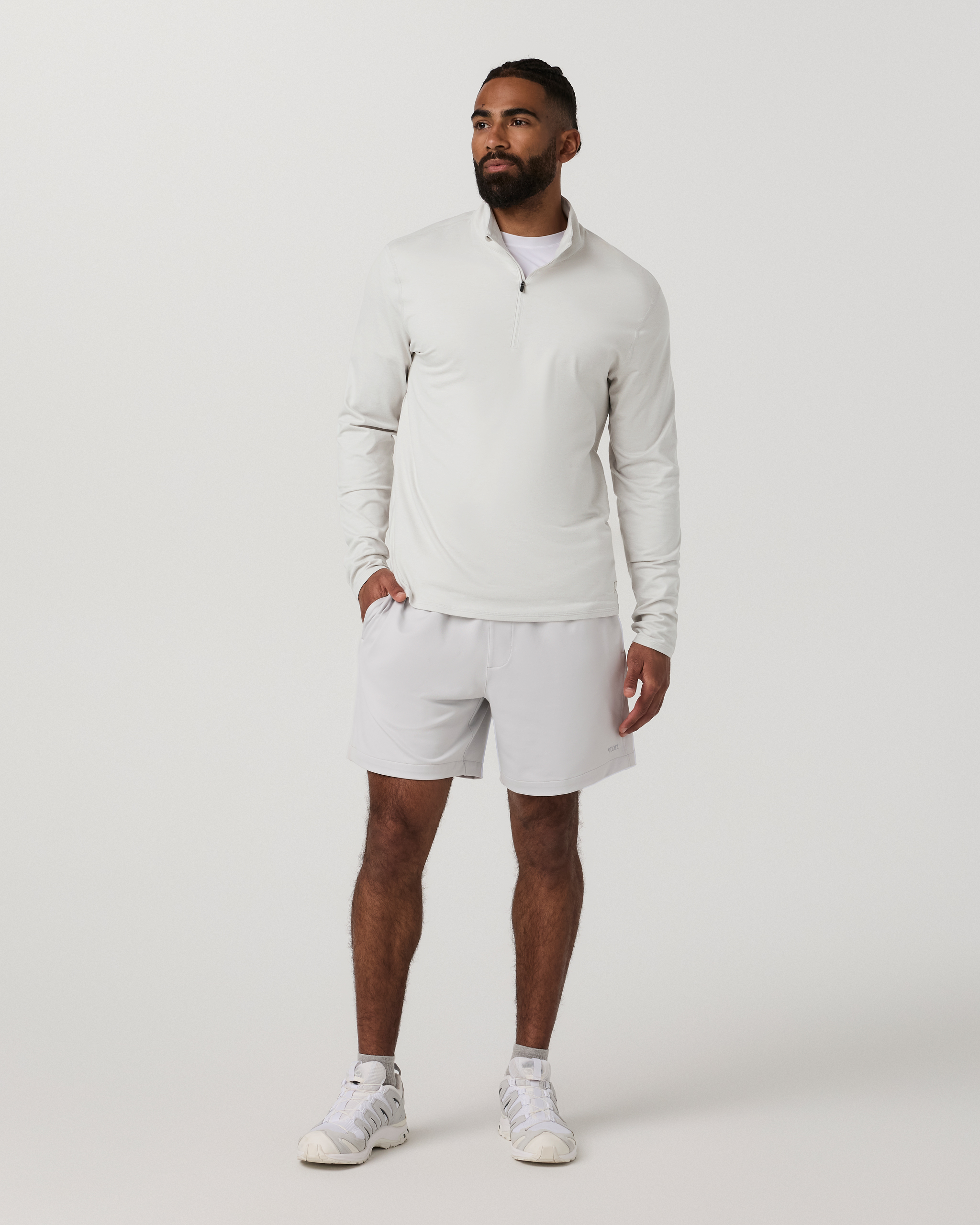 Ponto Half Zip Mock Neck | Salt Heather - Image 4