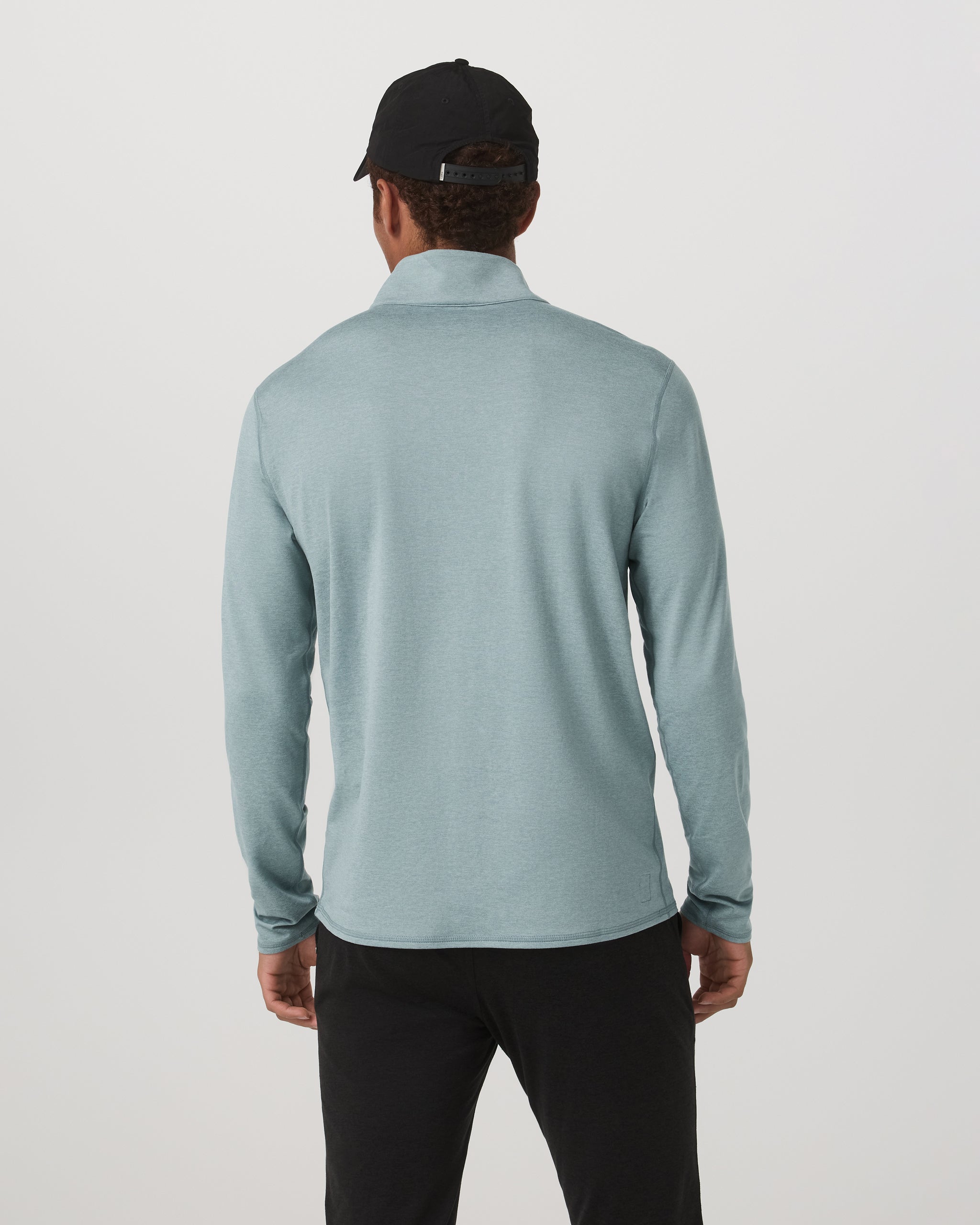 Ponto Half Zip Mock Neck | Misty Blue Heather - Image 3