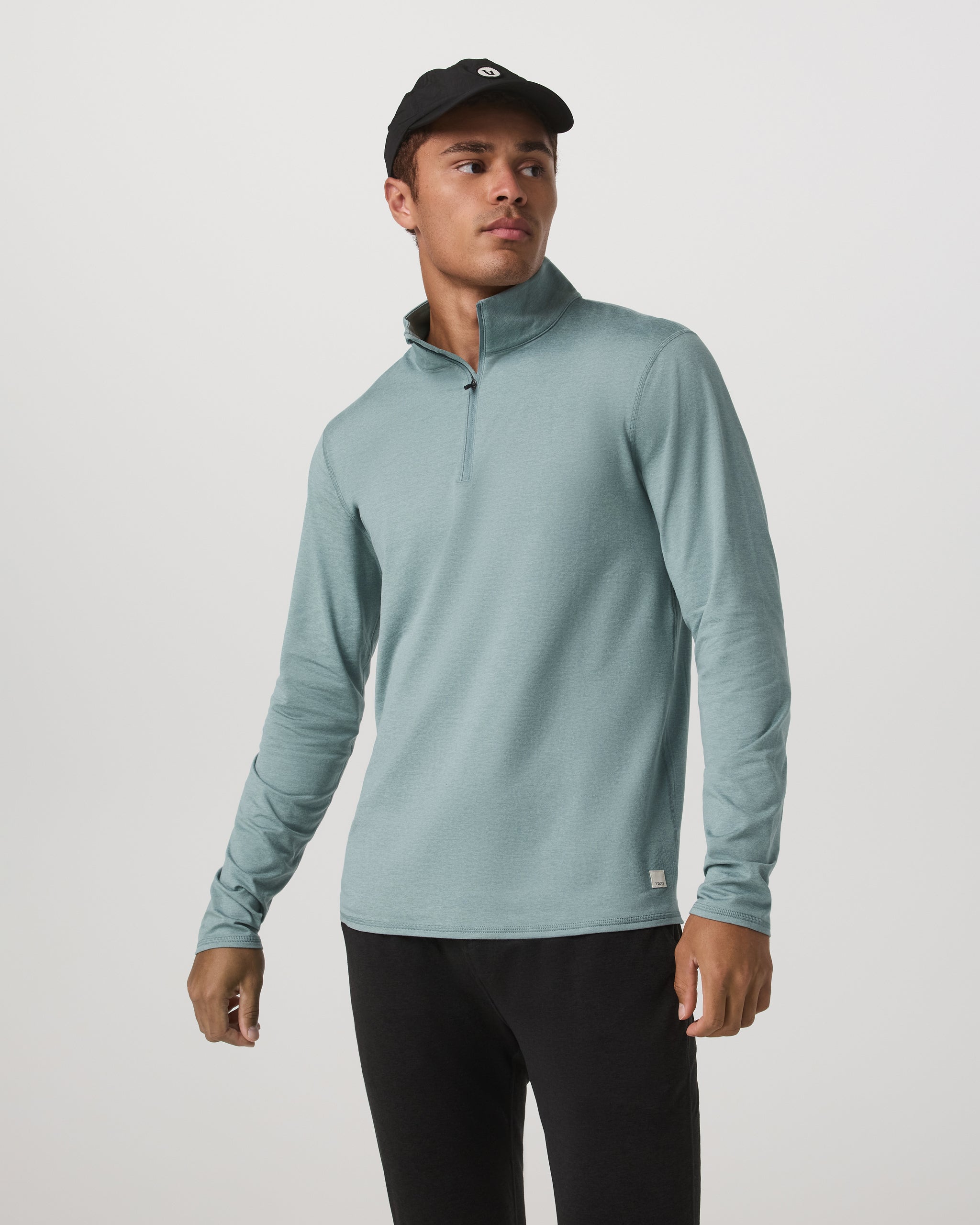 Ponto Half Zip Mock Neck | Misty Blue Heather - Image 4