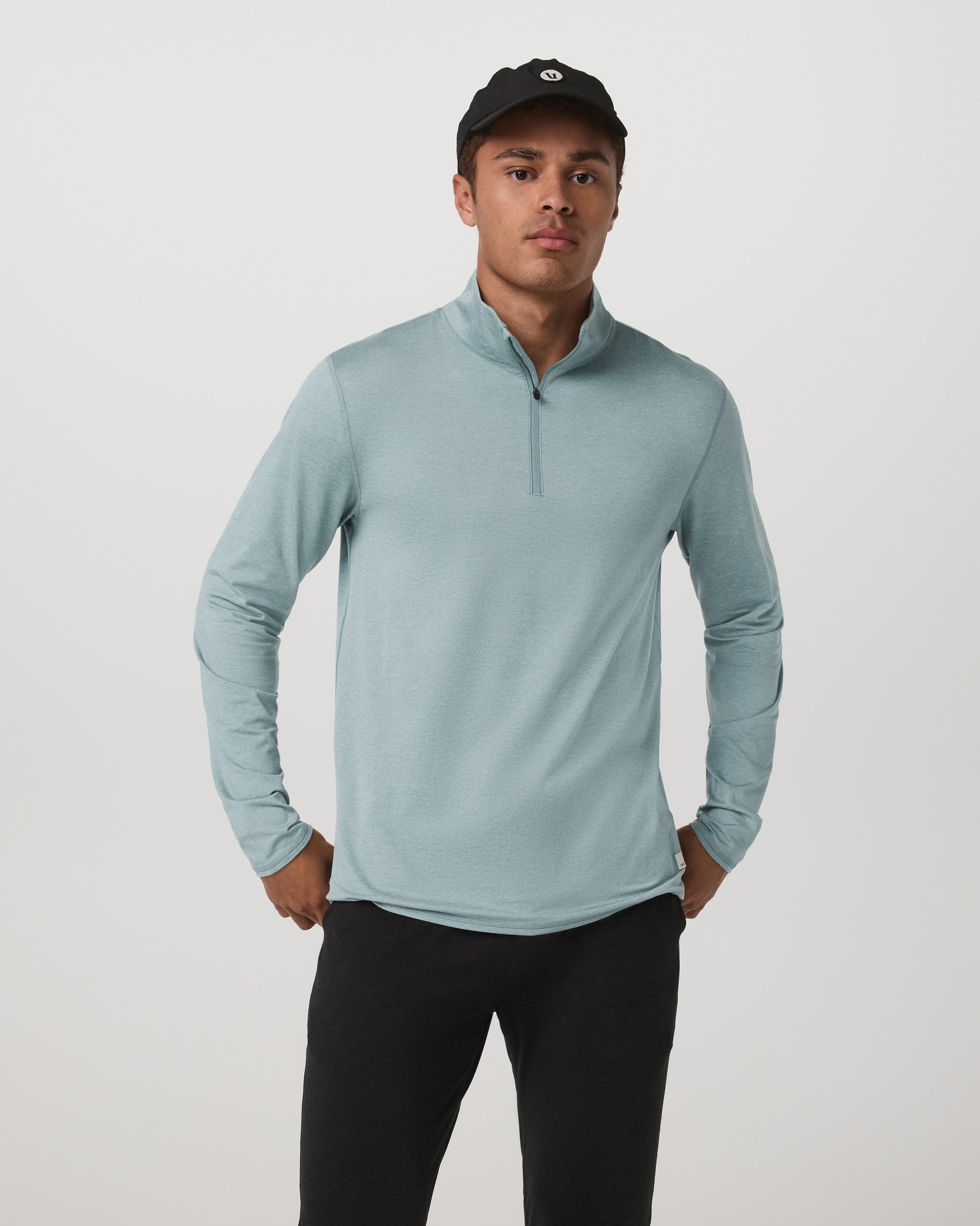 Ponto Half Zip Mock Neck | Misty Blue Heather