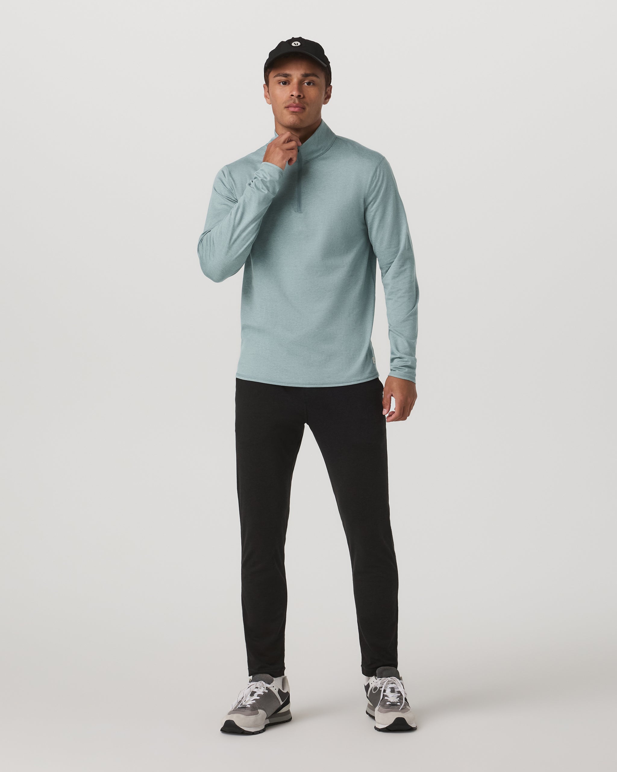 Ponto Half Zip Mock Neck | Misty Blue Heather - Image 5