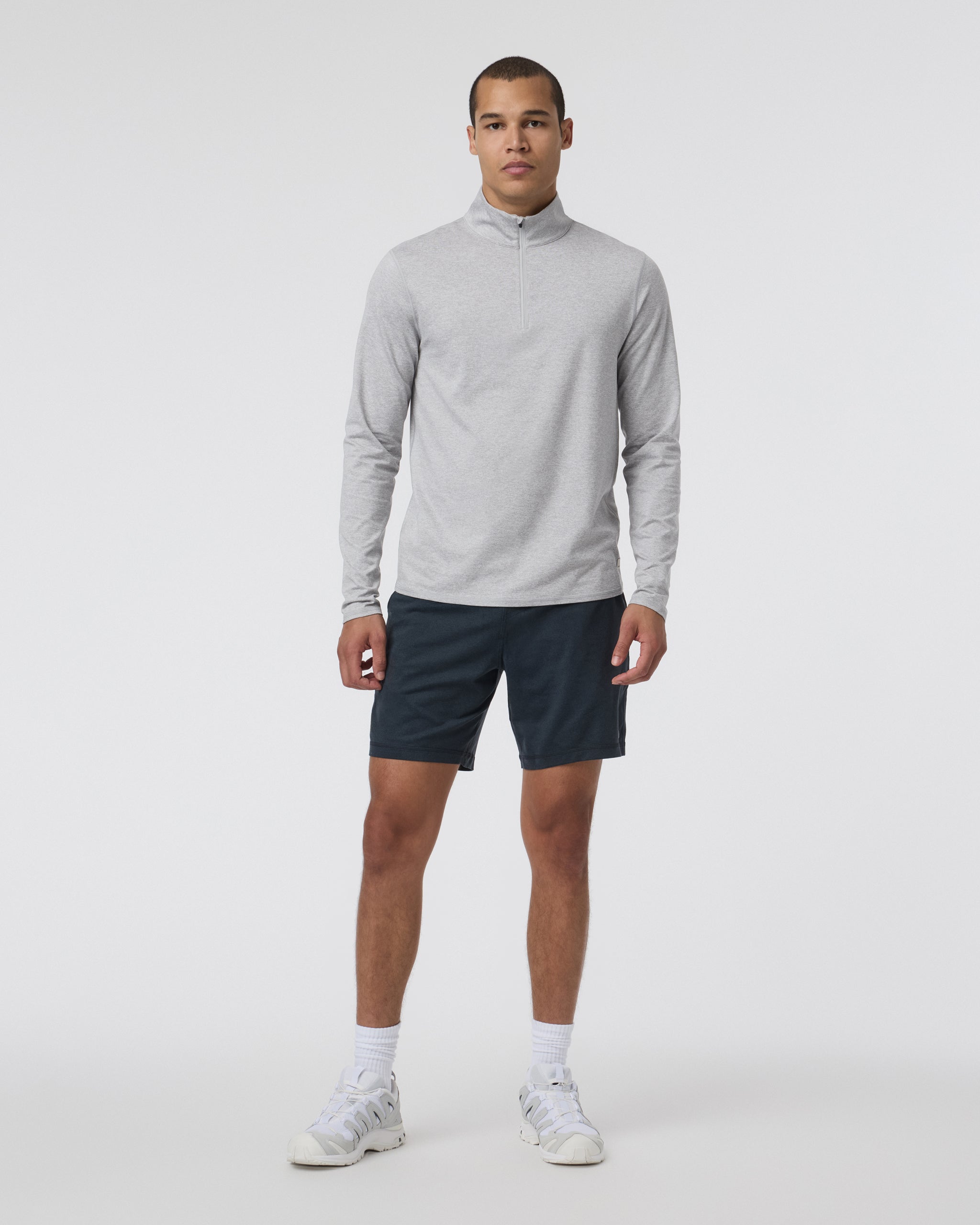 Ponto Half Zip Mock Neck | Light Heather Grey - Image 4