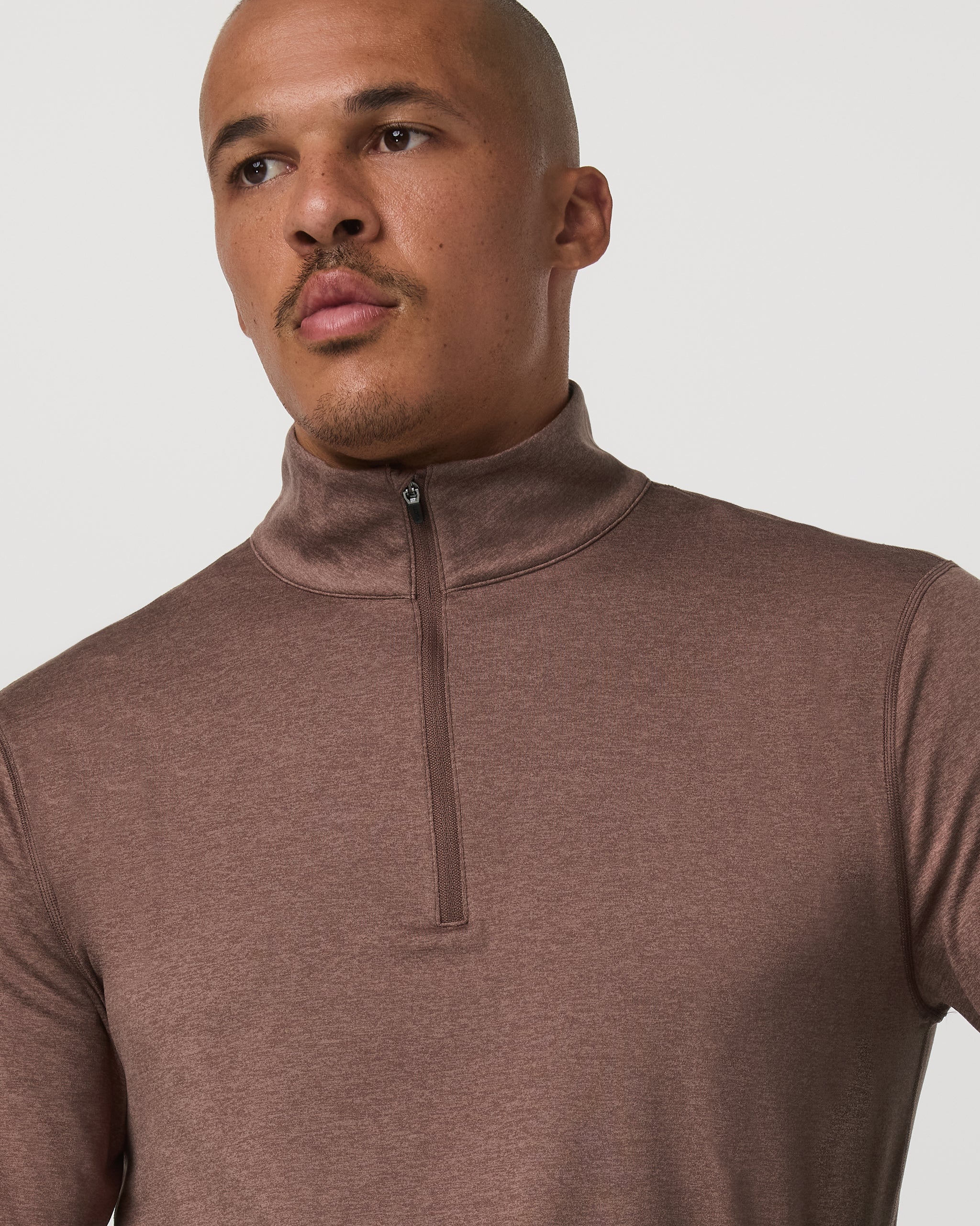 Ponto Half Zip Mock Neck | Sable Heather - Image 2