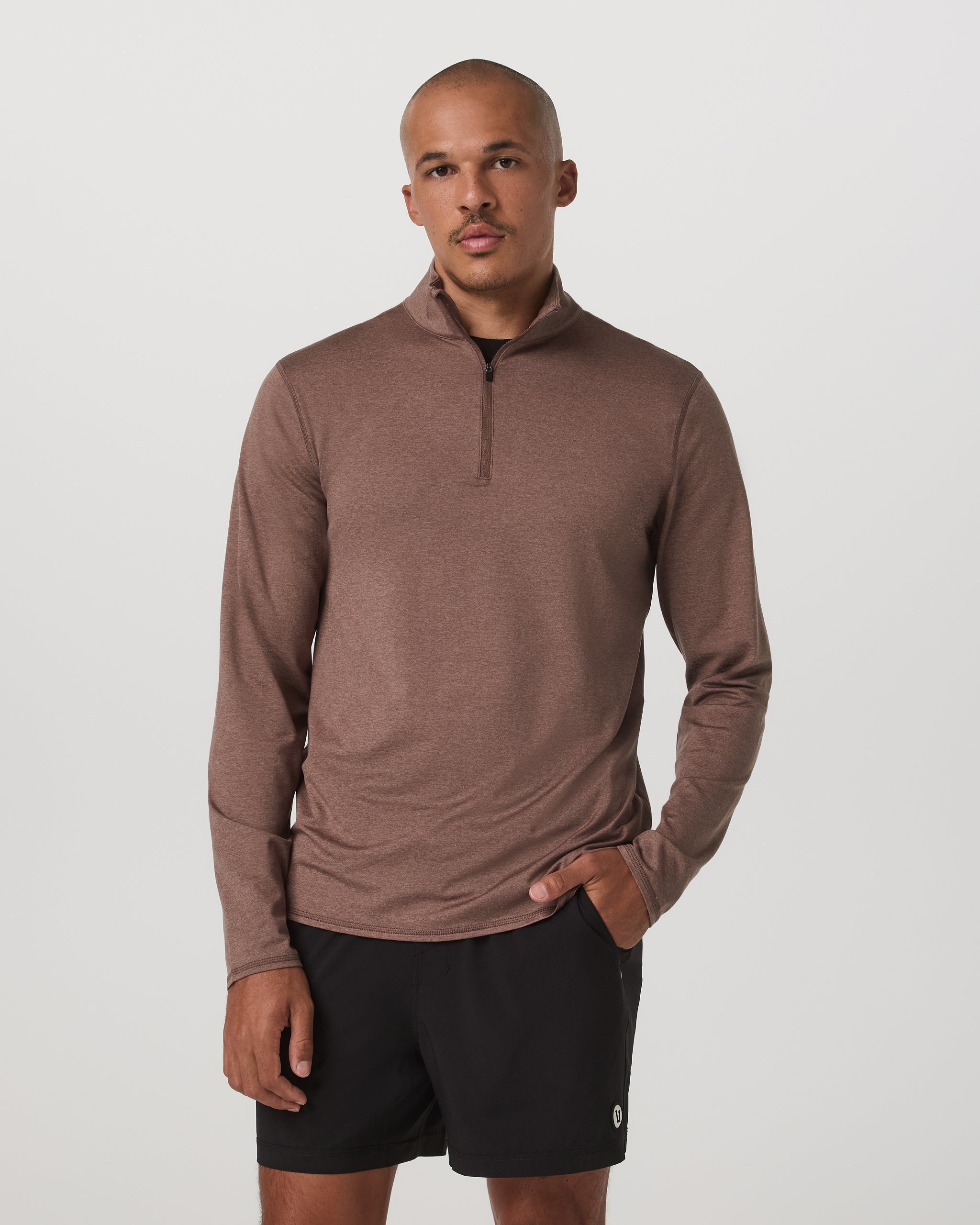 Ponto Half Zip Mock Neck | Sable Heather - Image 5
