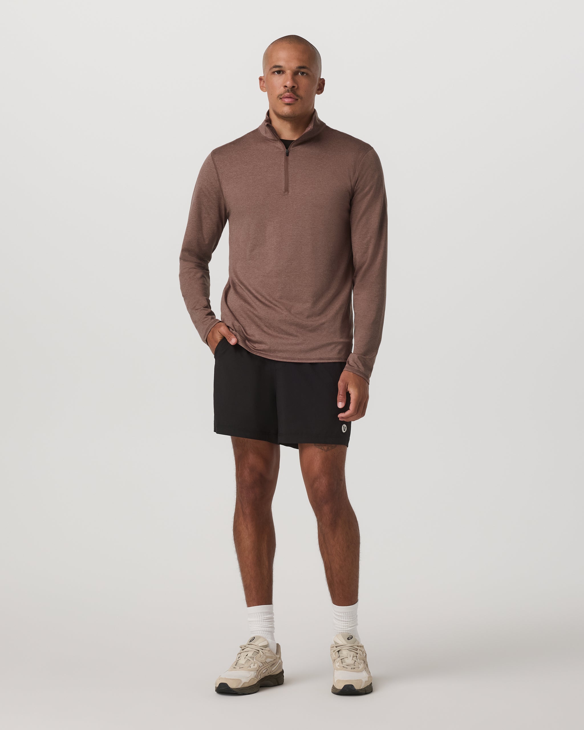 Ponto Half Zip Mock Neck | Sable Heather - Image 4