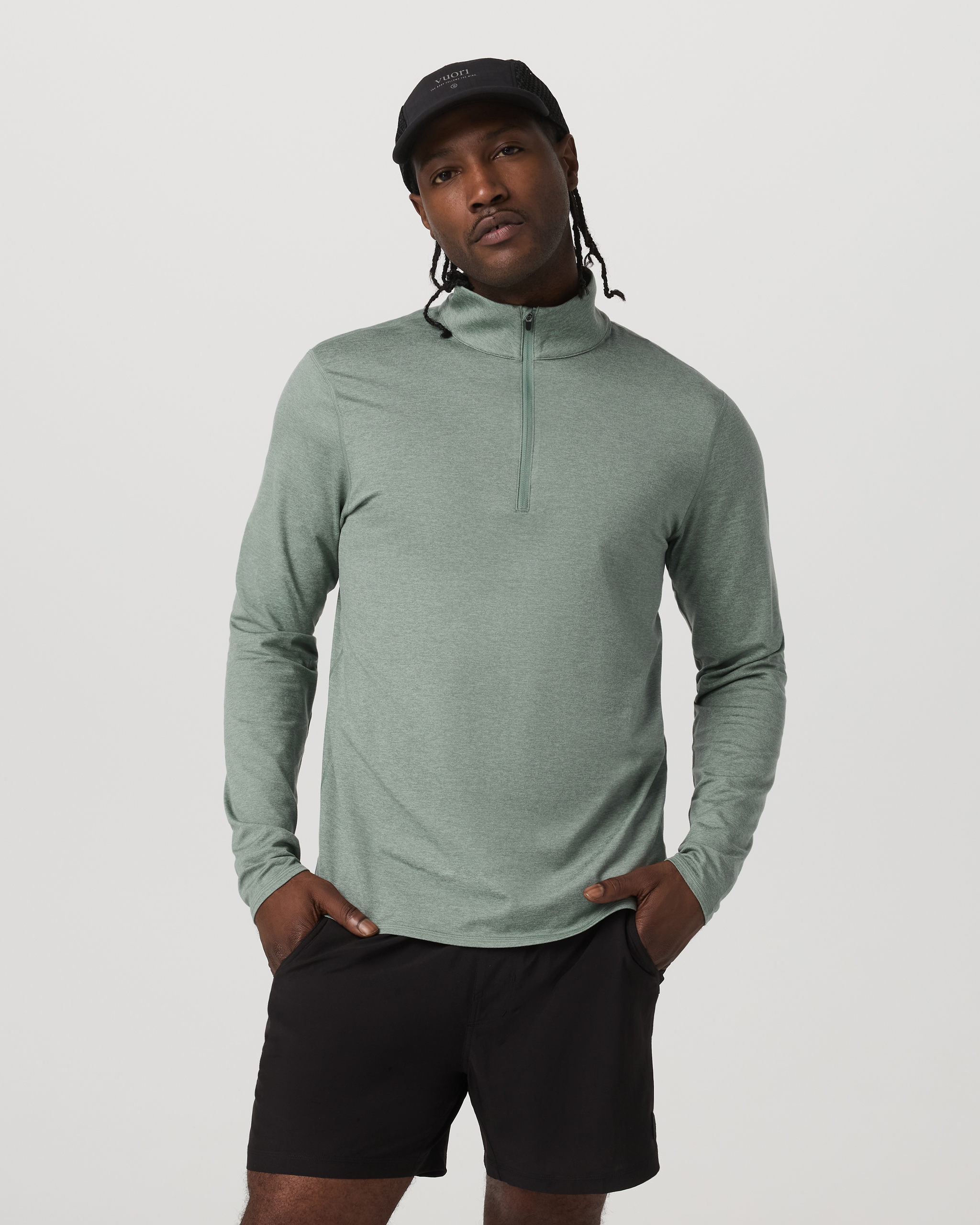 Ponto Half Zip Mock Neck | Thyme Heather - Image 2