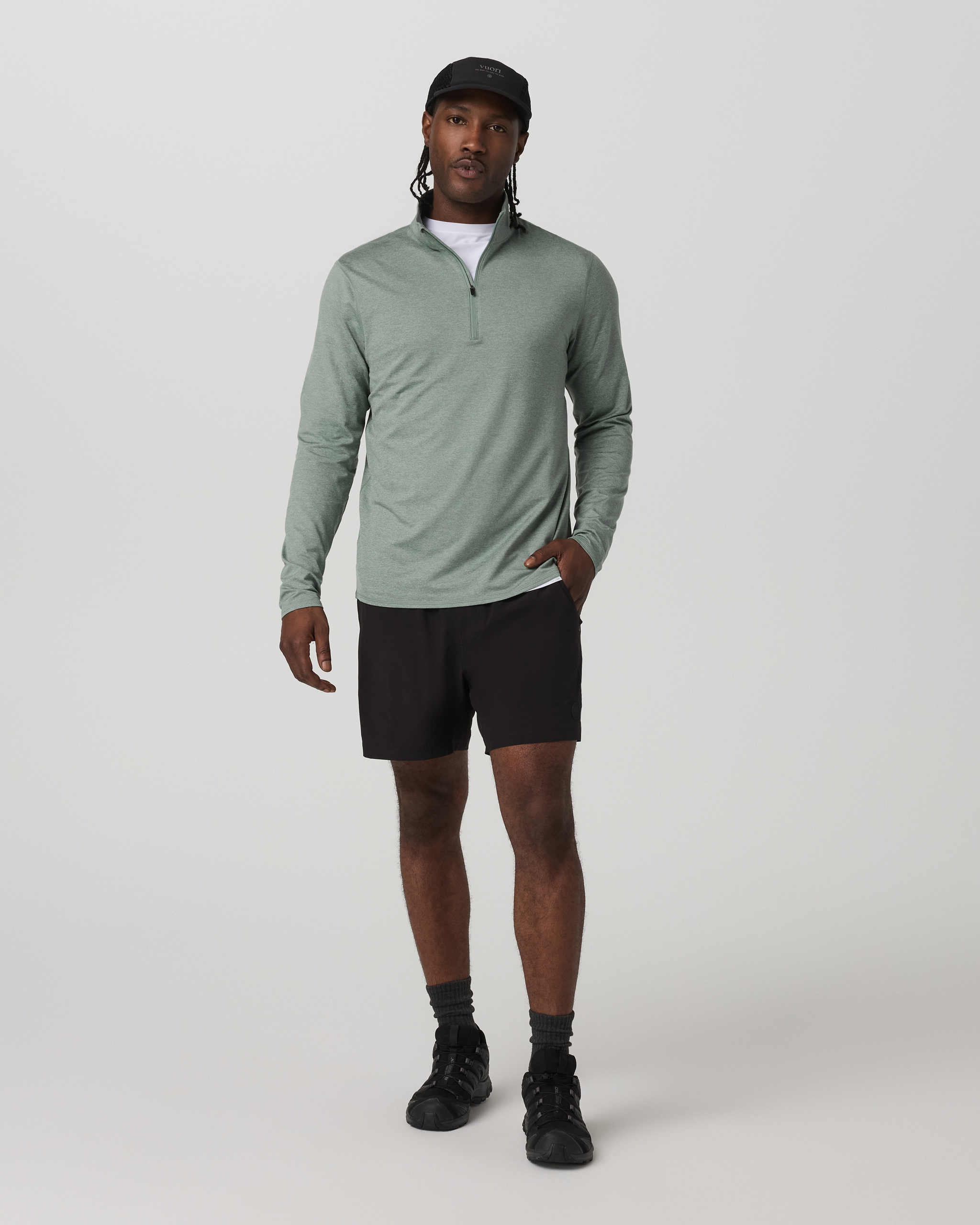 Ponto Half Zip Mock Neck | Thyme Heather - Image 4