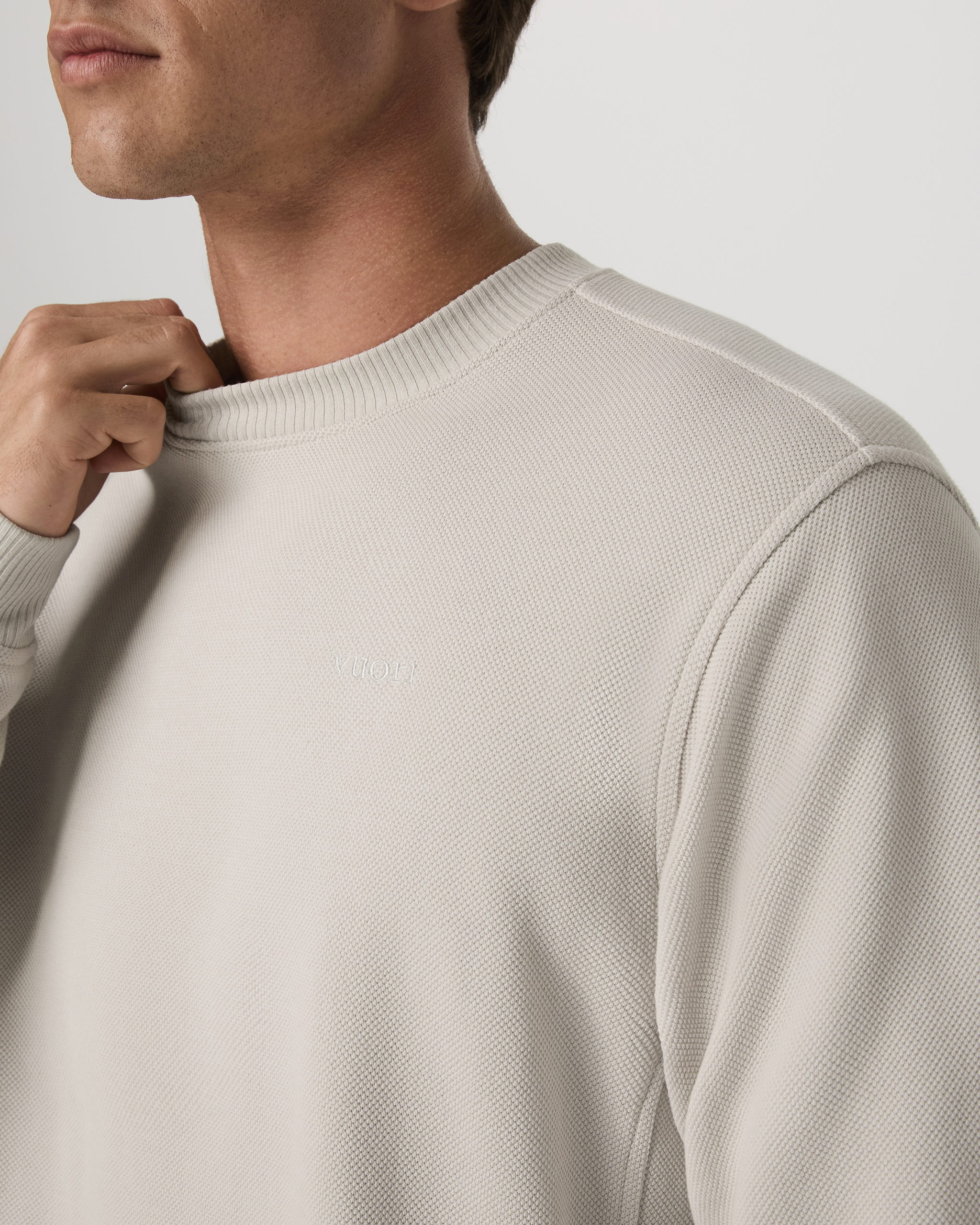 Pique Fleece Crew | Grey Mist - Image 2