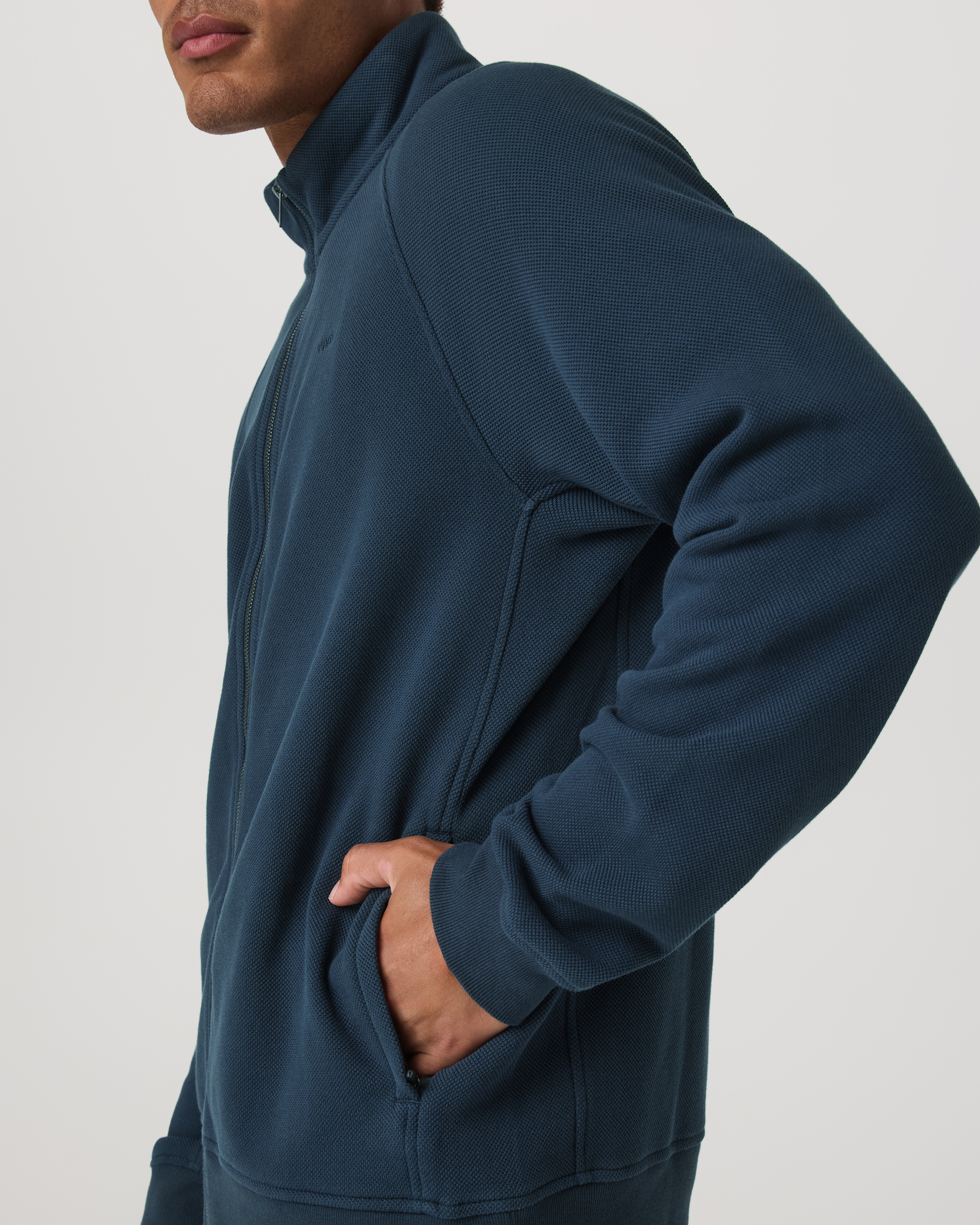 Pique Fleece Track Jacket | Ocean Blue - Image 2