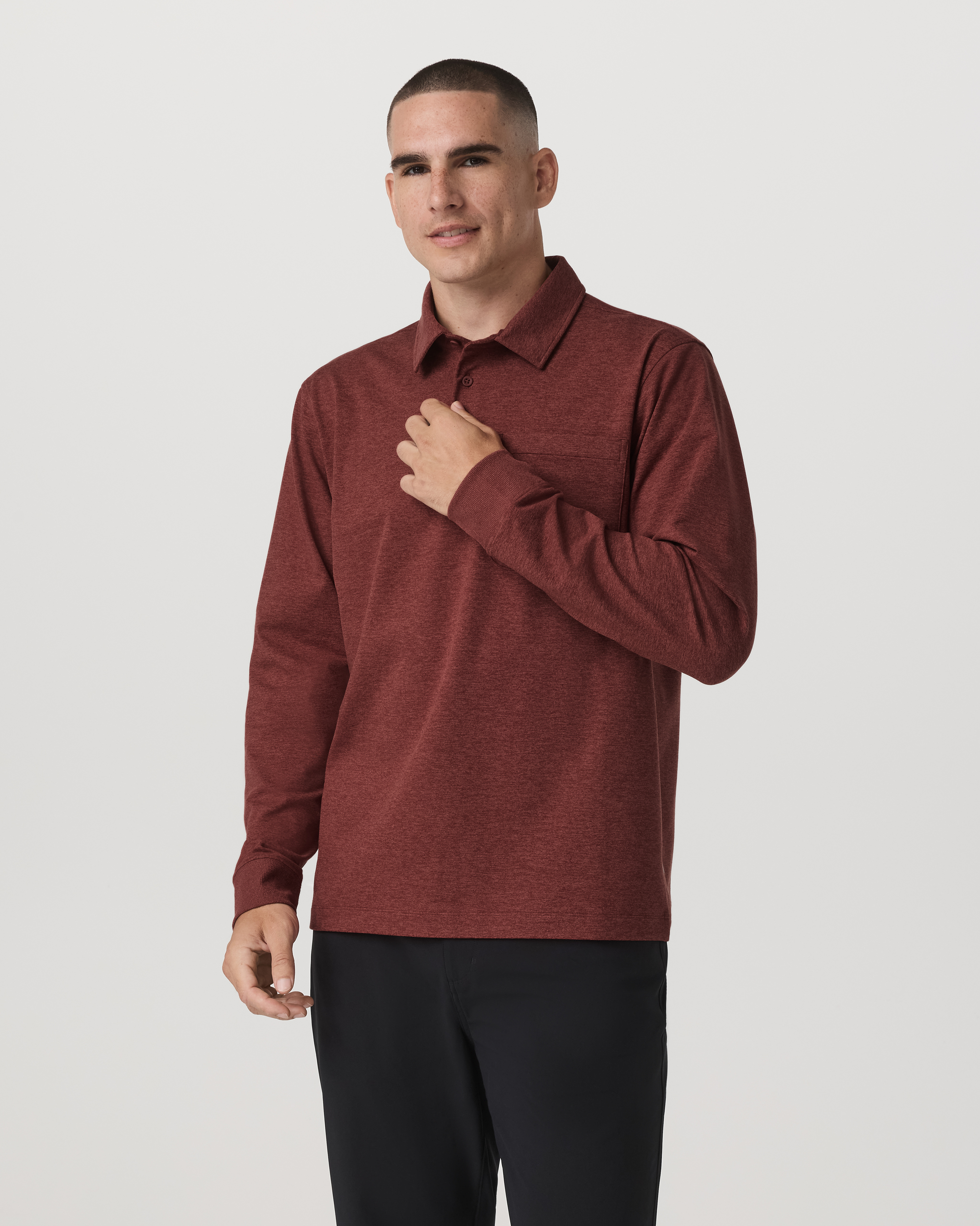 Long Sleeve Coronado Rugby | Spiced Apple Heather - Image 5