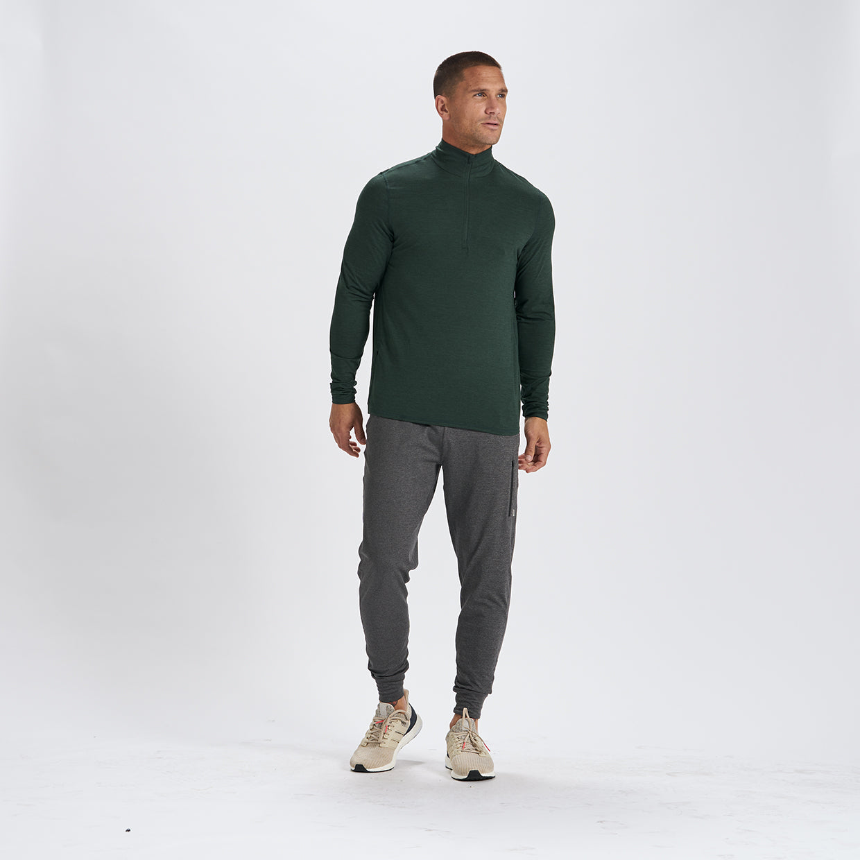 Ease Performance Half Zip | Blackened Green Heather - Image 3
