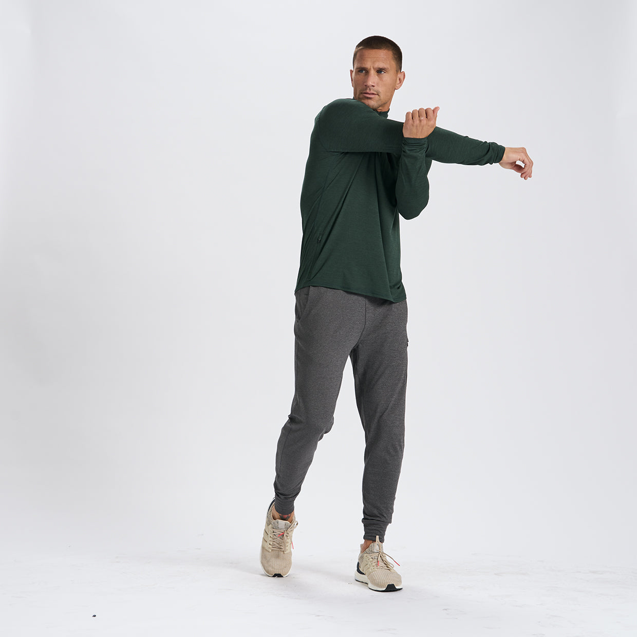 Ease Performance Half Zip | Blackened Green Heather - Image 4