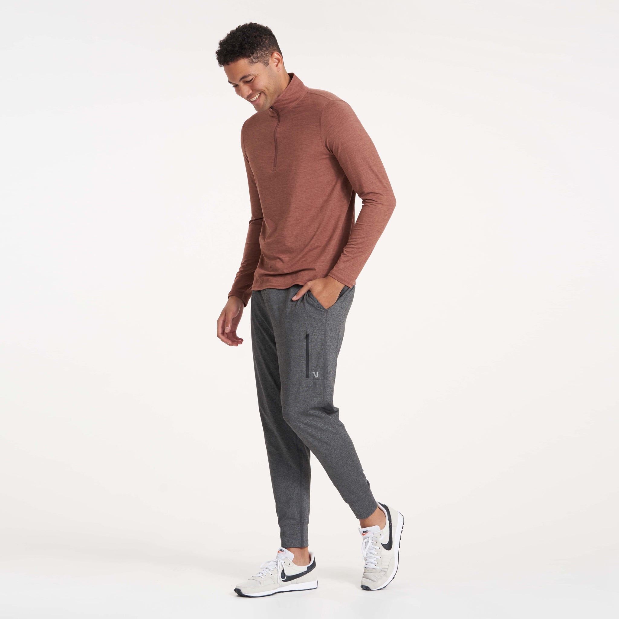 Ease Performance Half Zip | Dark Terracotta Heather - Image 4