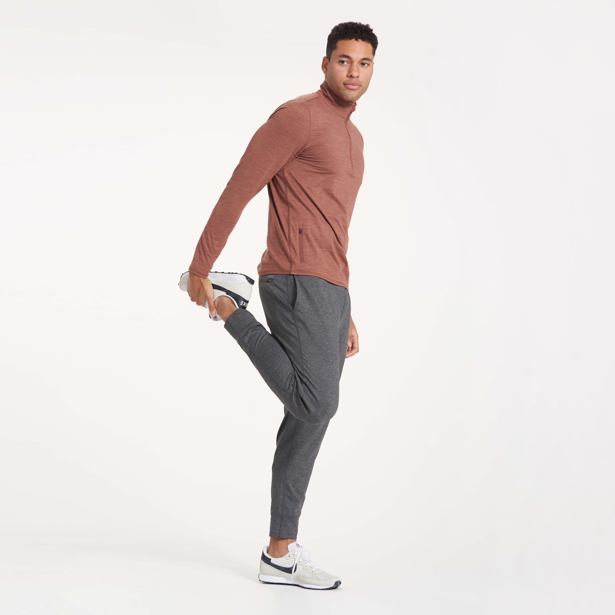 Ease Performance Half Zip | Dark Terracotta Heather - Image 5