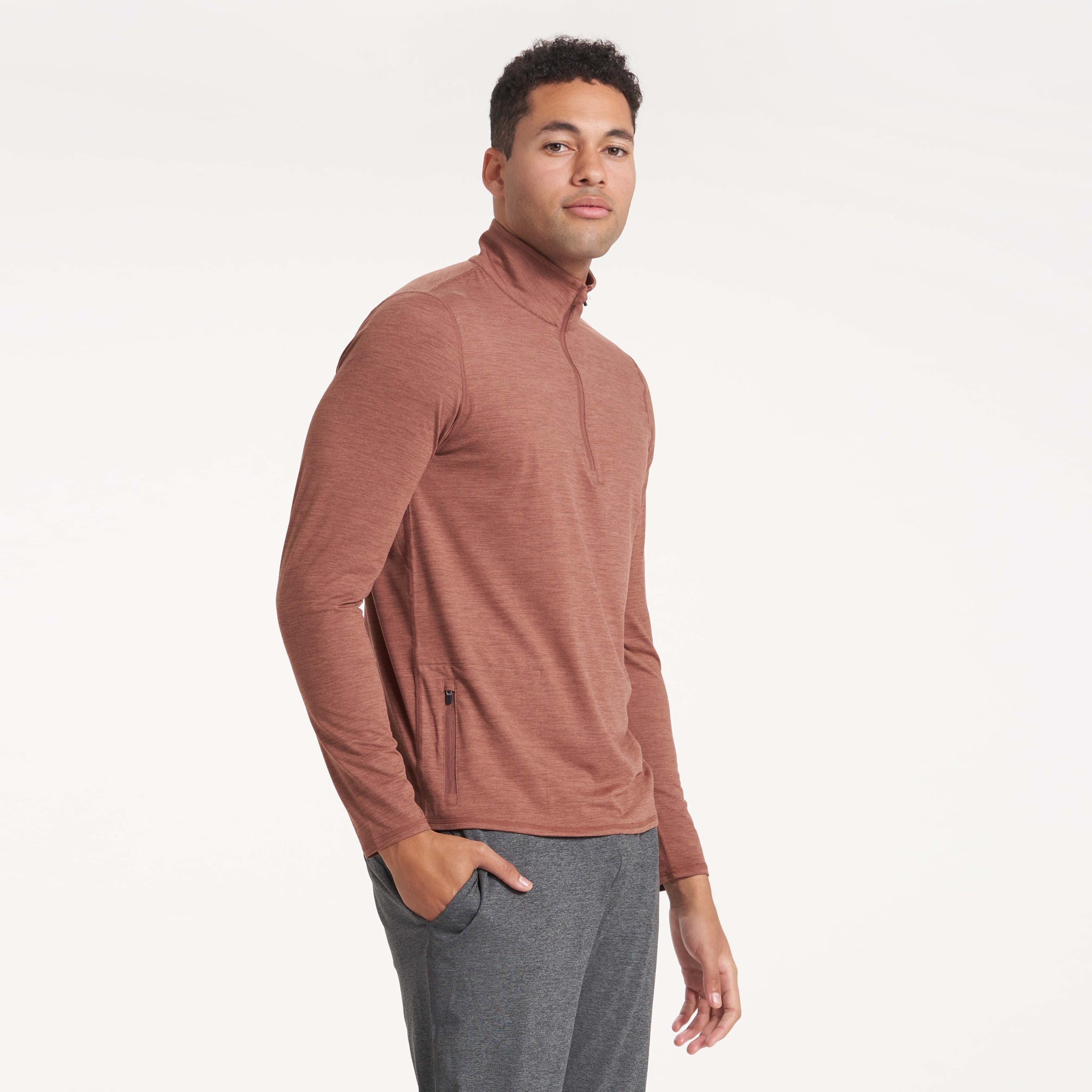 Ease Performance Half Zip | Dark Terracotta Heather - Image 2