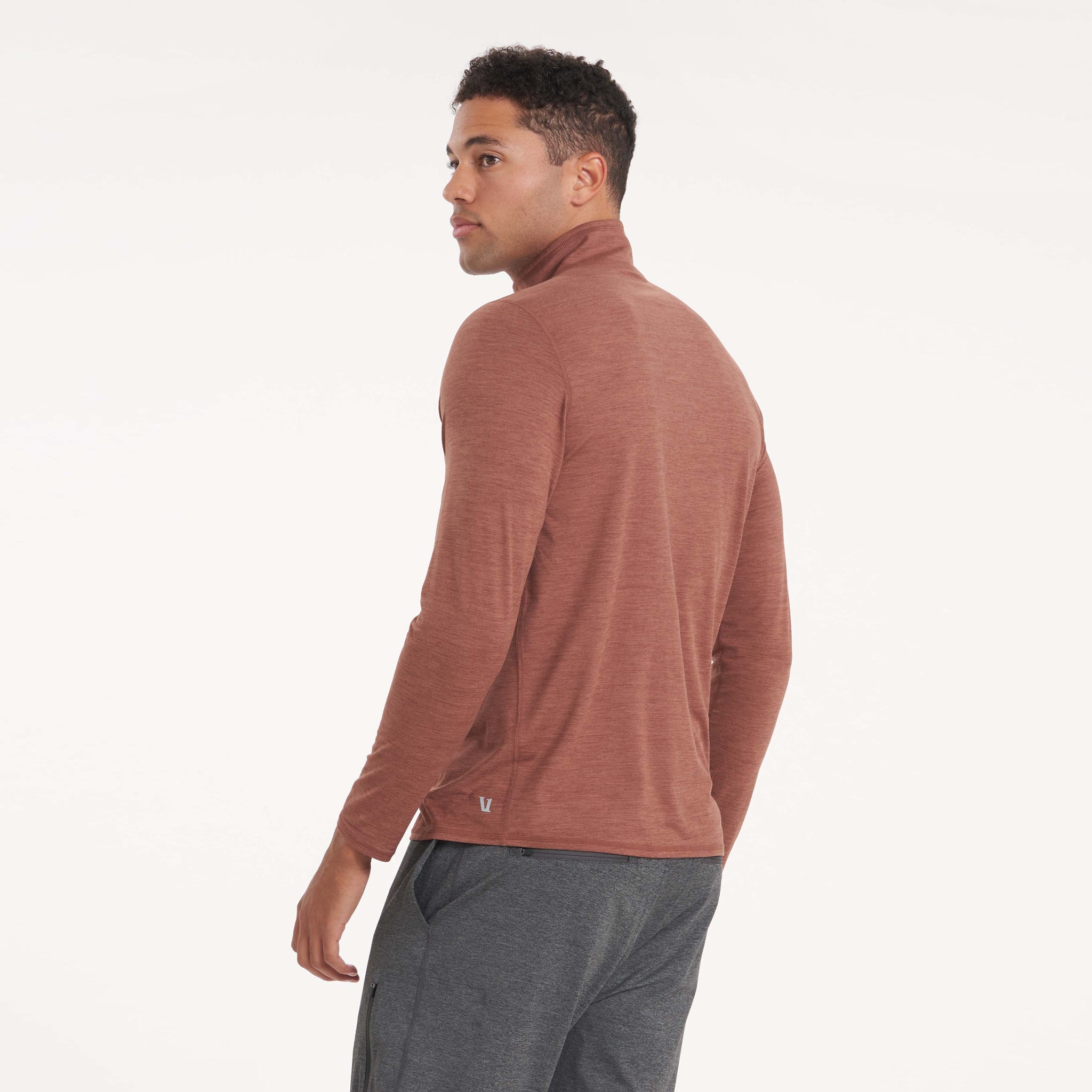 Ease Performance Half Zip | Dark Terracotta Heather - Image 3