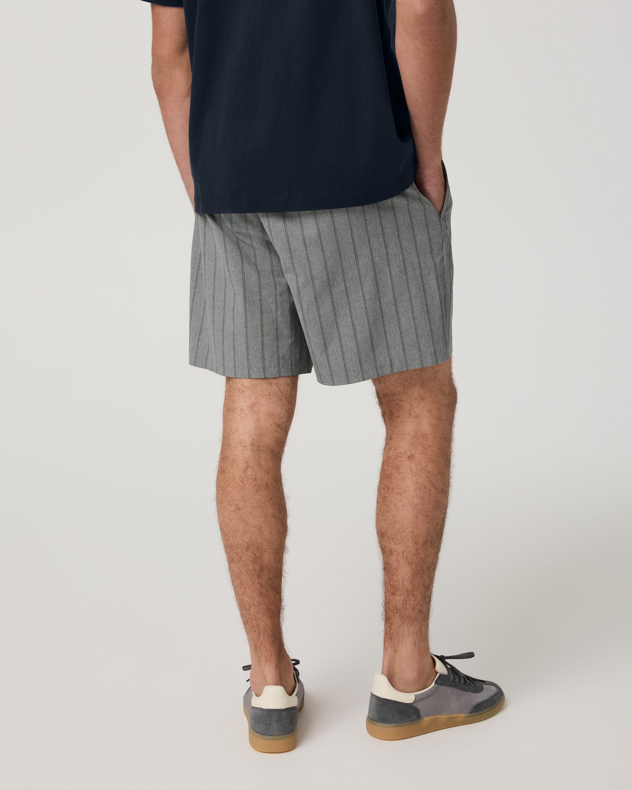 Aim Elastic Waist Short 7 | Concrete Marina Stripe Linen Texture - Image 5