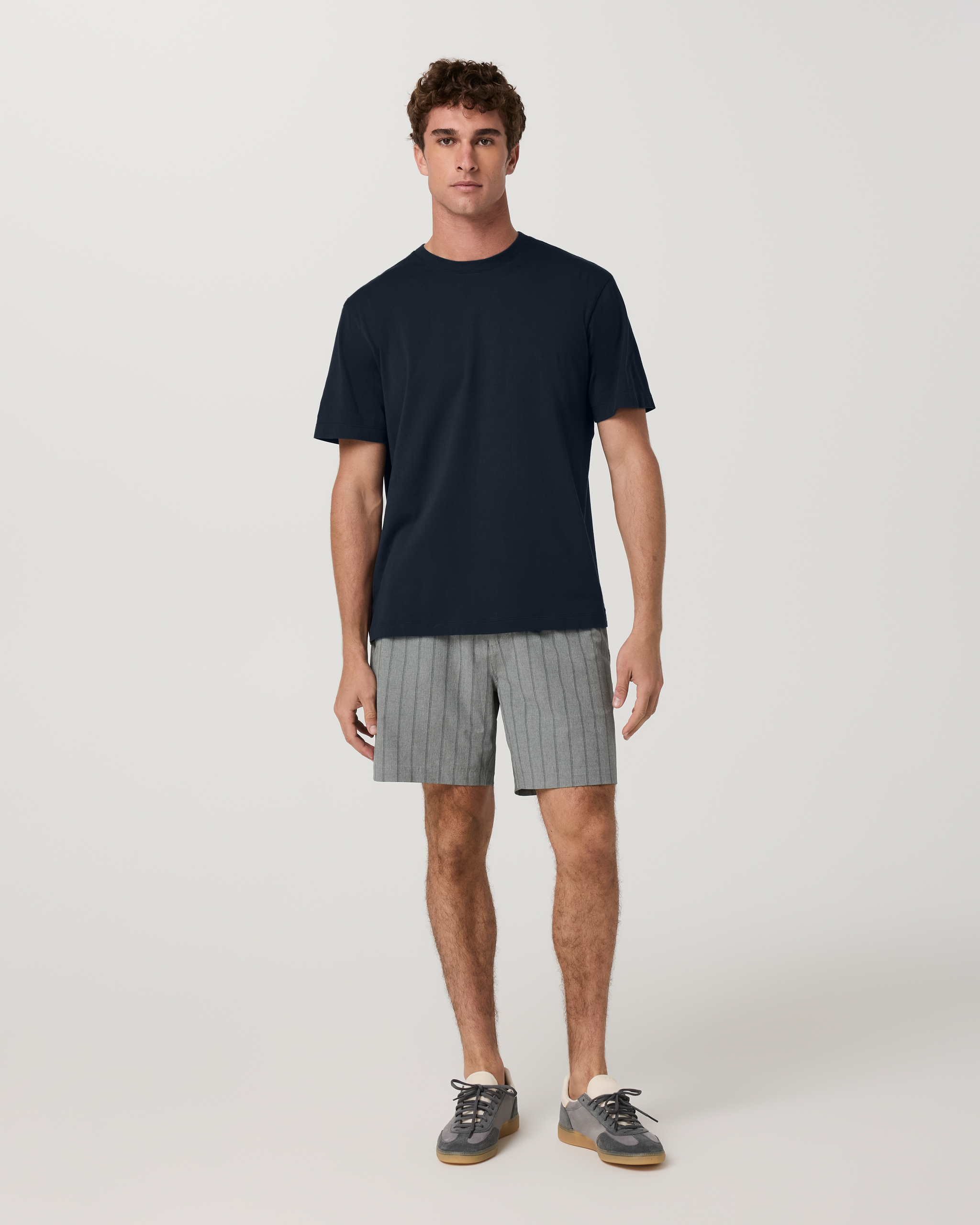 Aim Elastic Waist Short 7 | Concrete Marina Stripe Linen Texture - Image 4