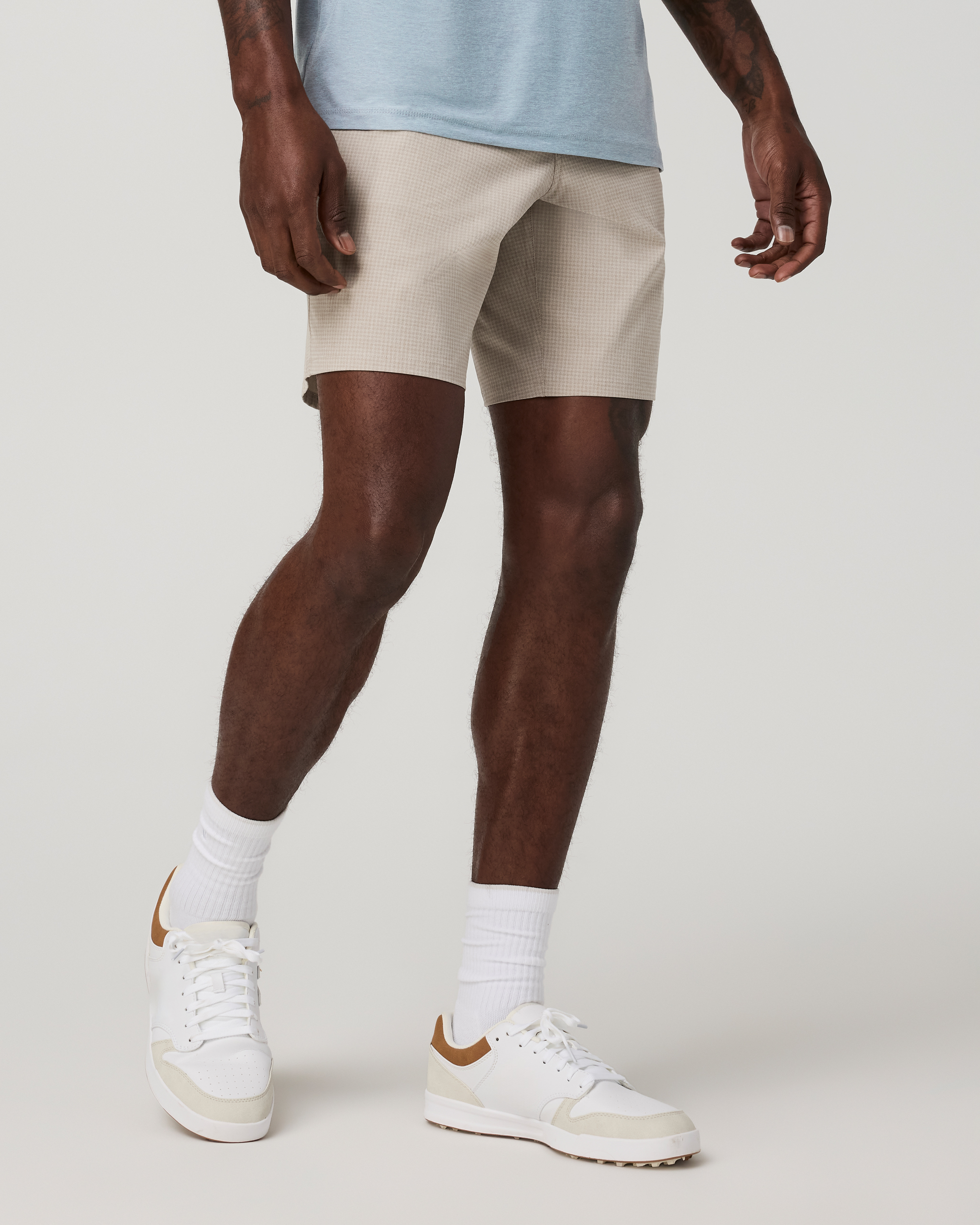 Aim Short 8 | Khaki Houndstooth Linen Texture - Image 5