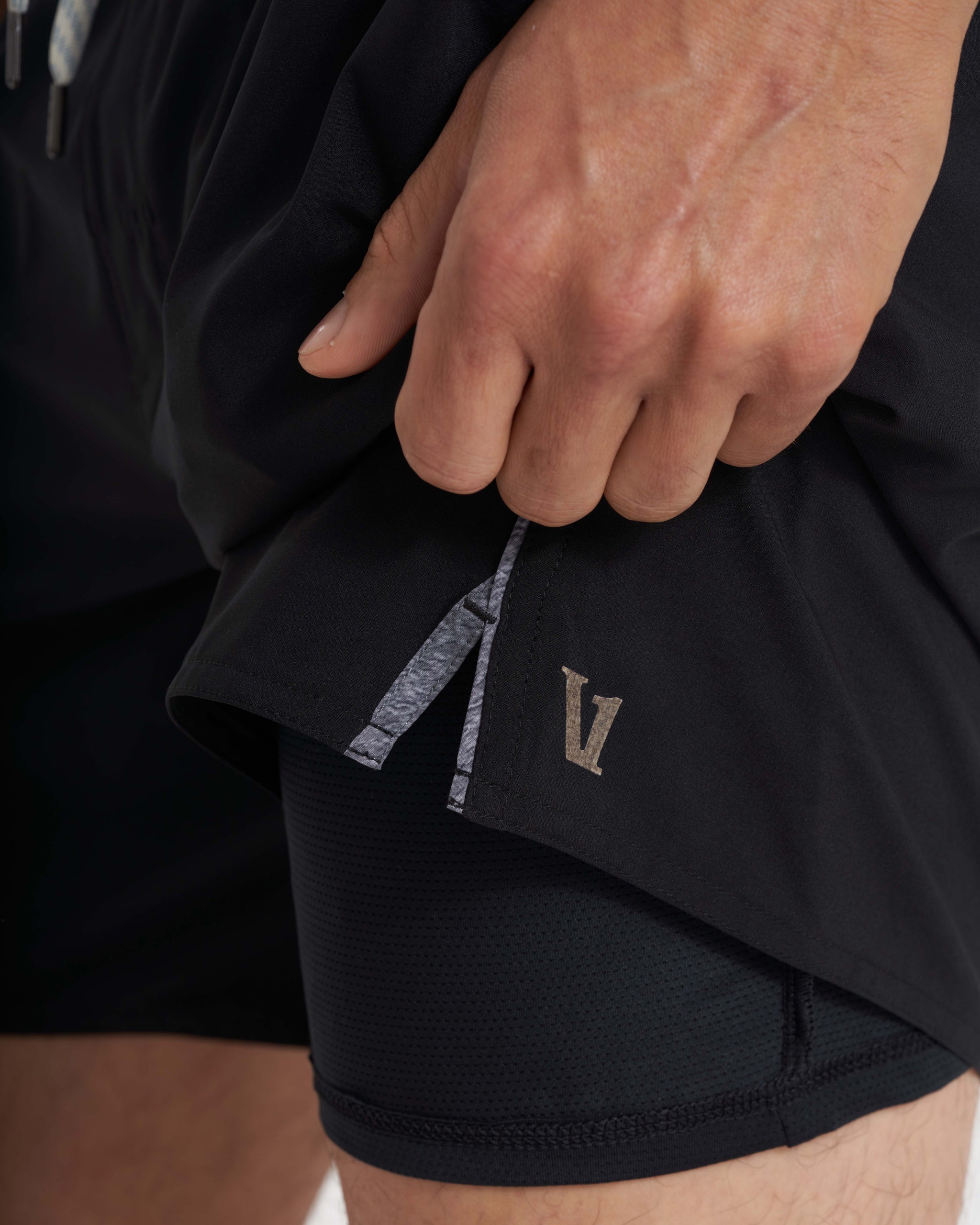 Trail Short | Black Heather Grey Stripe - Image 2