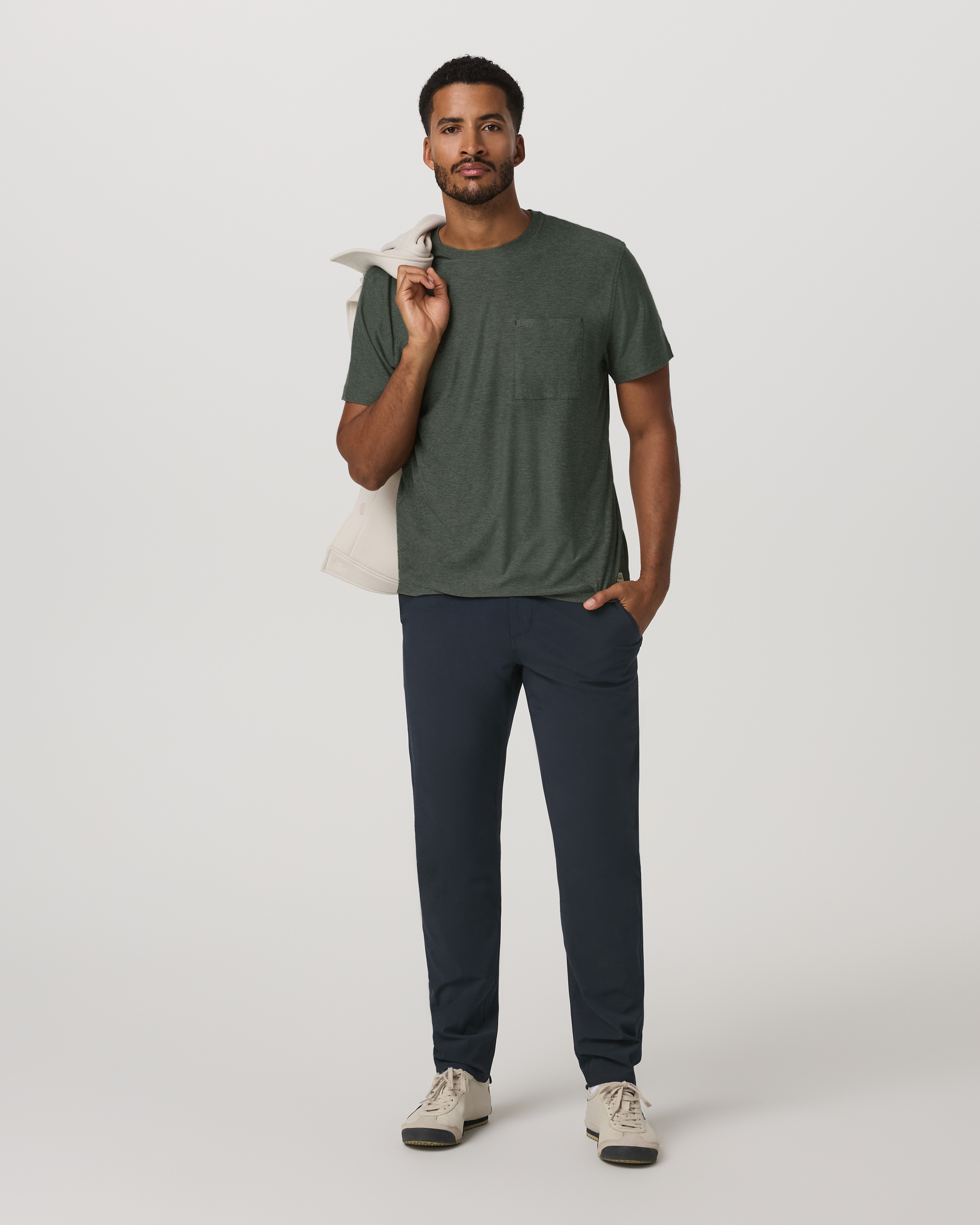 Aim Trouser Athletic Slim Fit 30 | Navy Linen Texture - Image 4