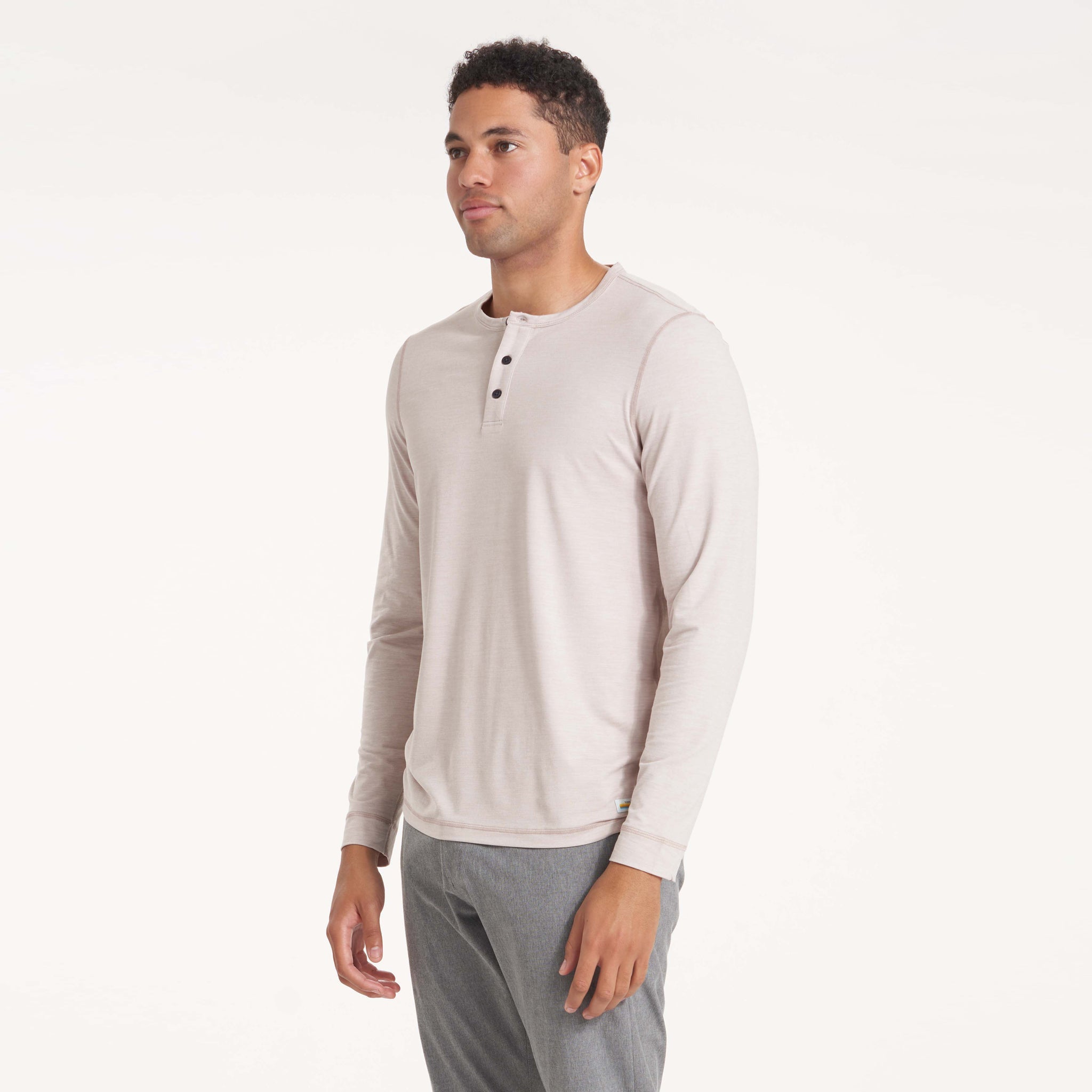 Long-Sleeve Ease Performance Henley | Oyster Heather - Image 2
