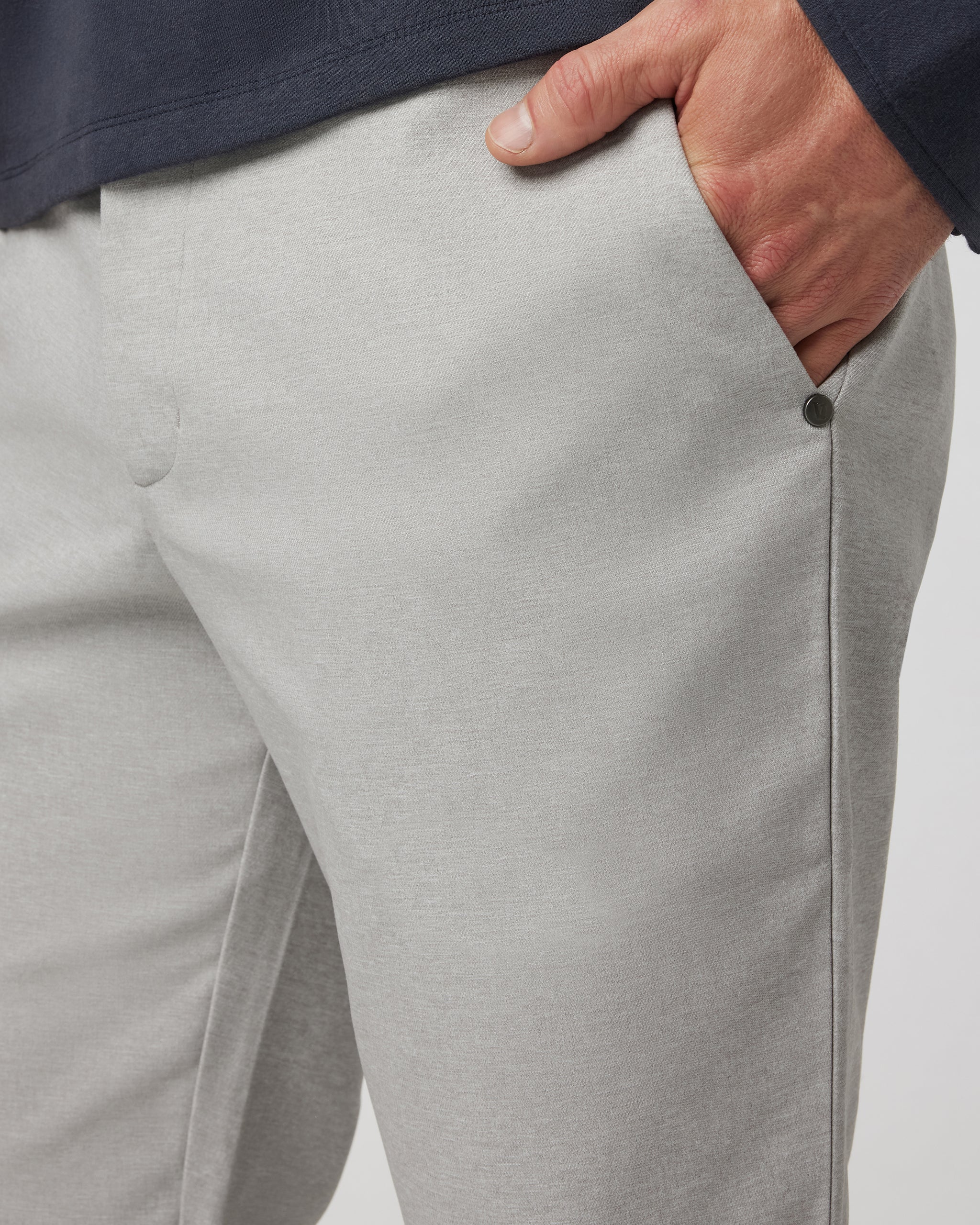 Zurich Elastic Waist Trouser | Light Heather Grey - Image 4