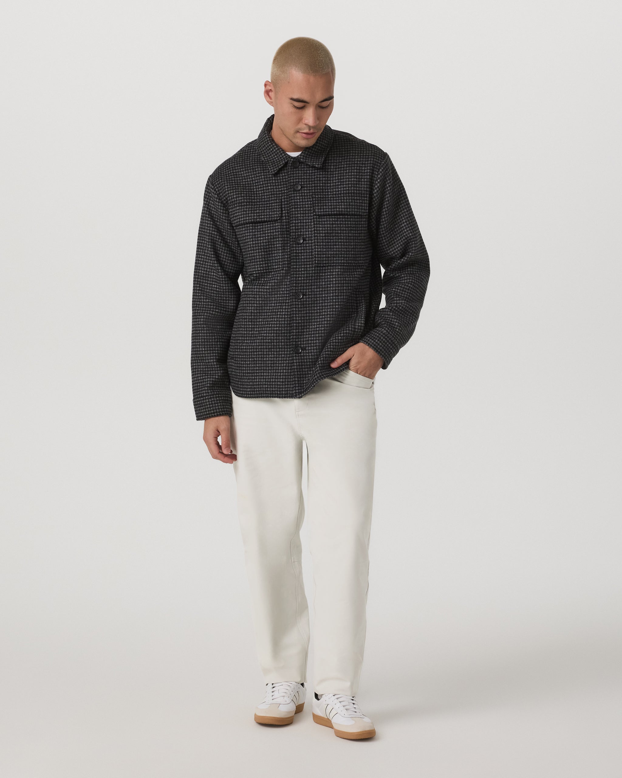 Ridge Natural Shirt Jacket | Grey Houndstooth - Image 2