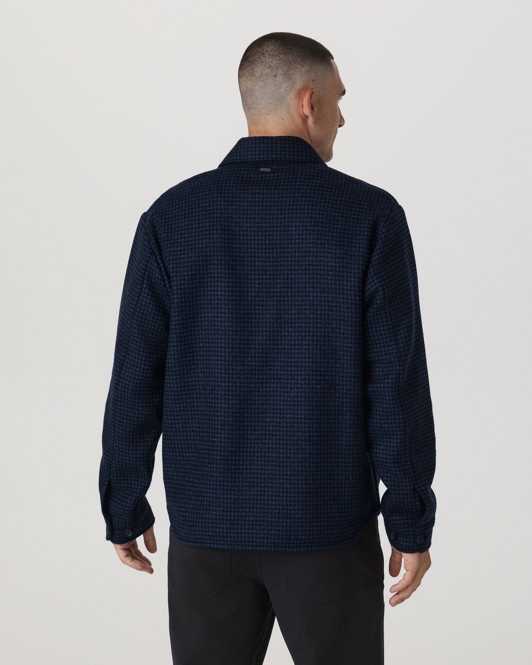 Ridge Natural Shirt Jacket | Navy Houndstooth - Image 3