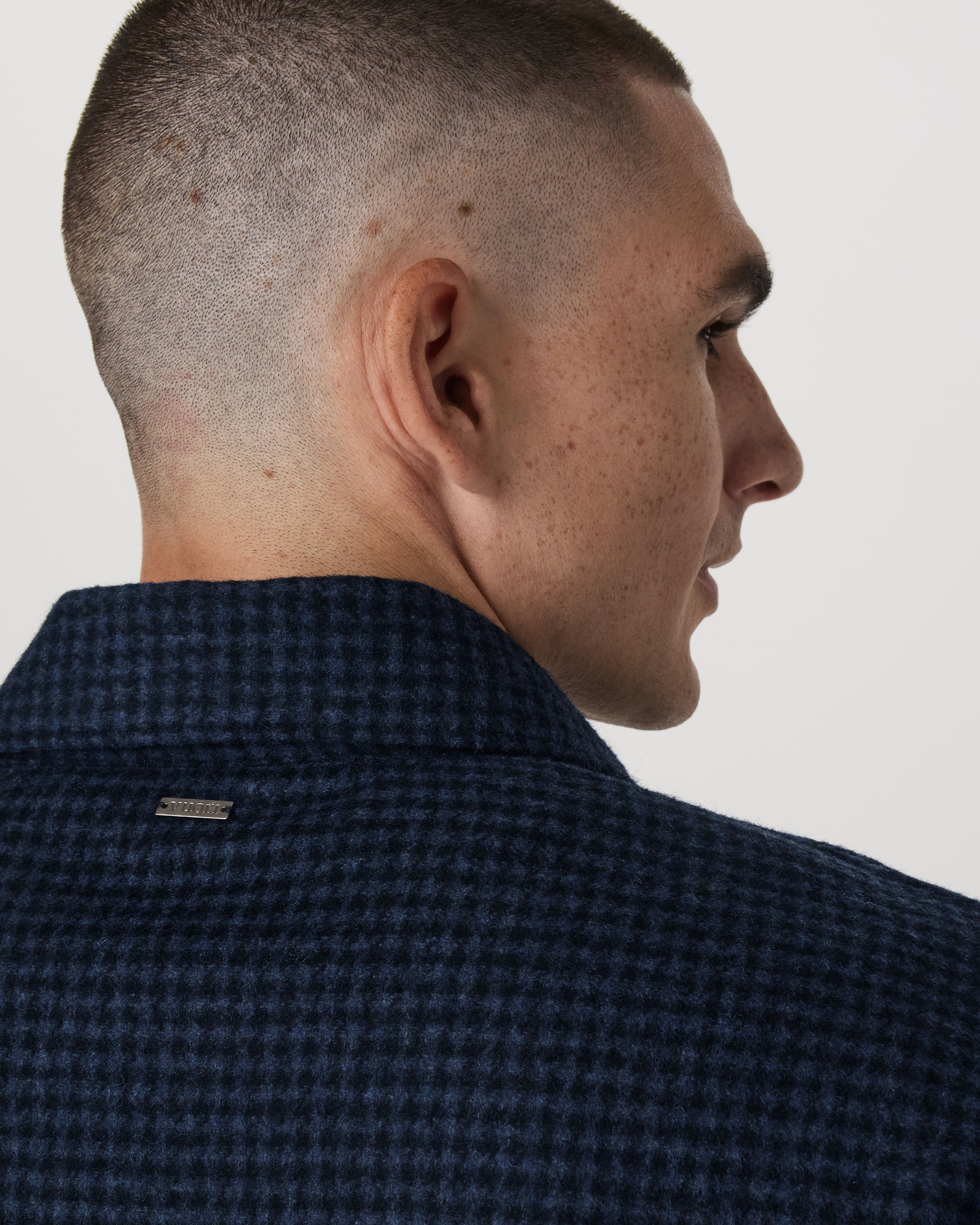 Ridge Natural Shirt Jacket | Navy Houndstooth - Image 4