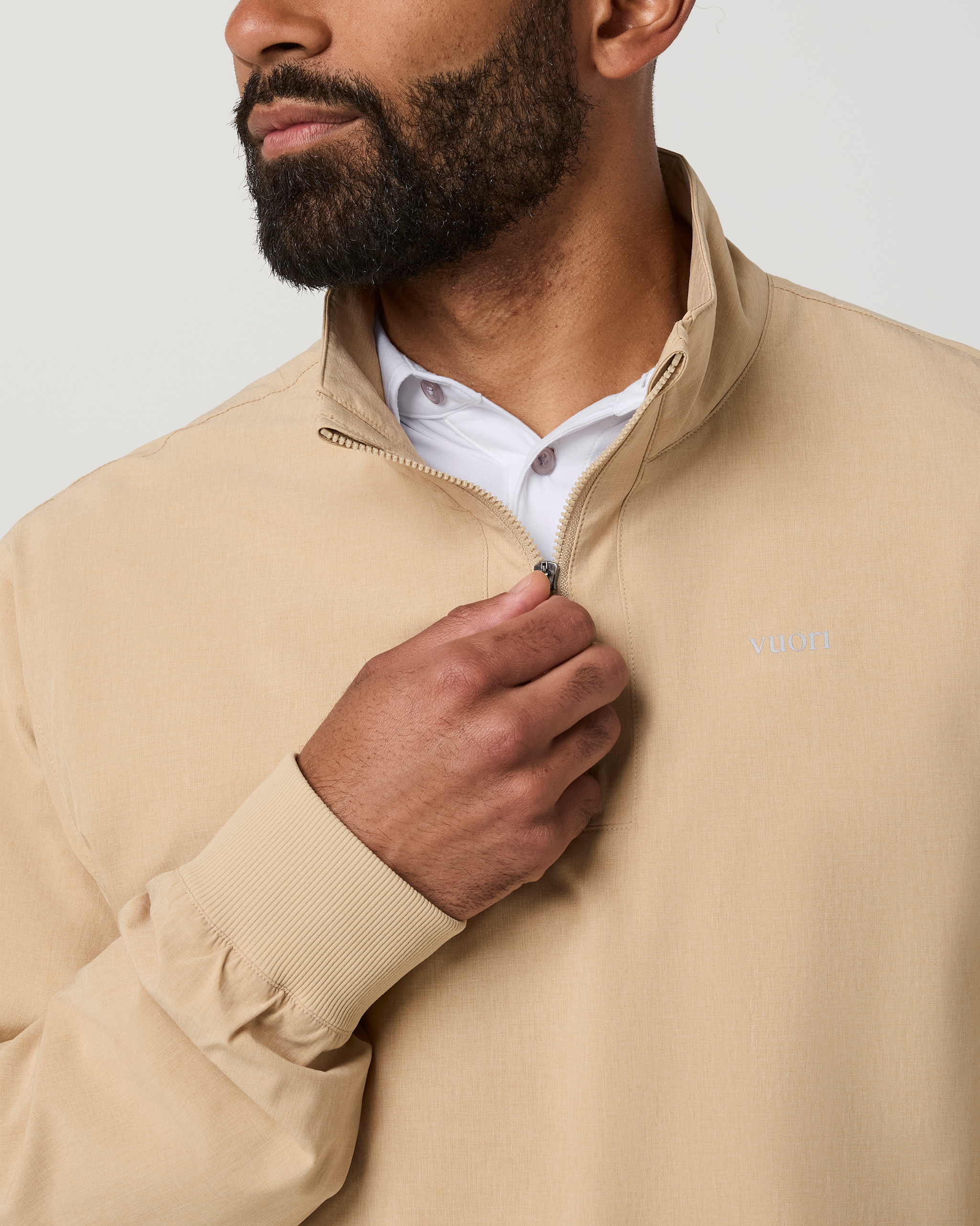 Venture Quarter Zip | Khaki Linen Texture - Image 2