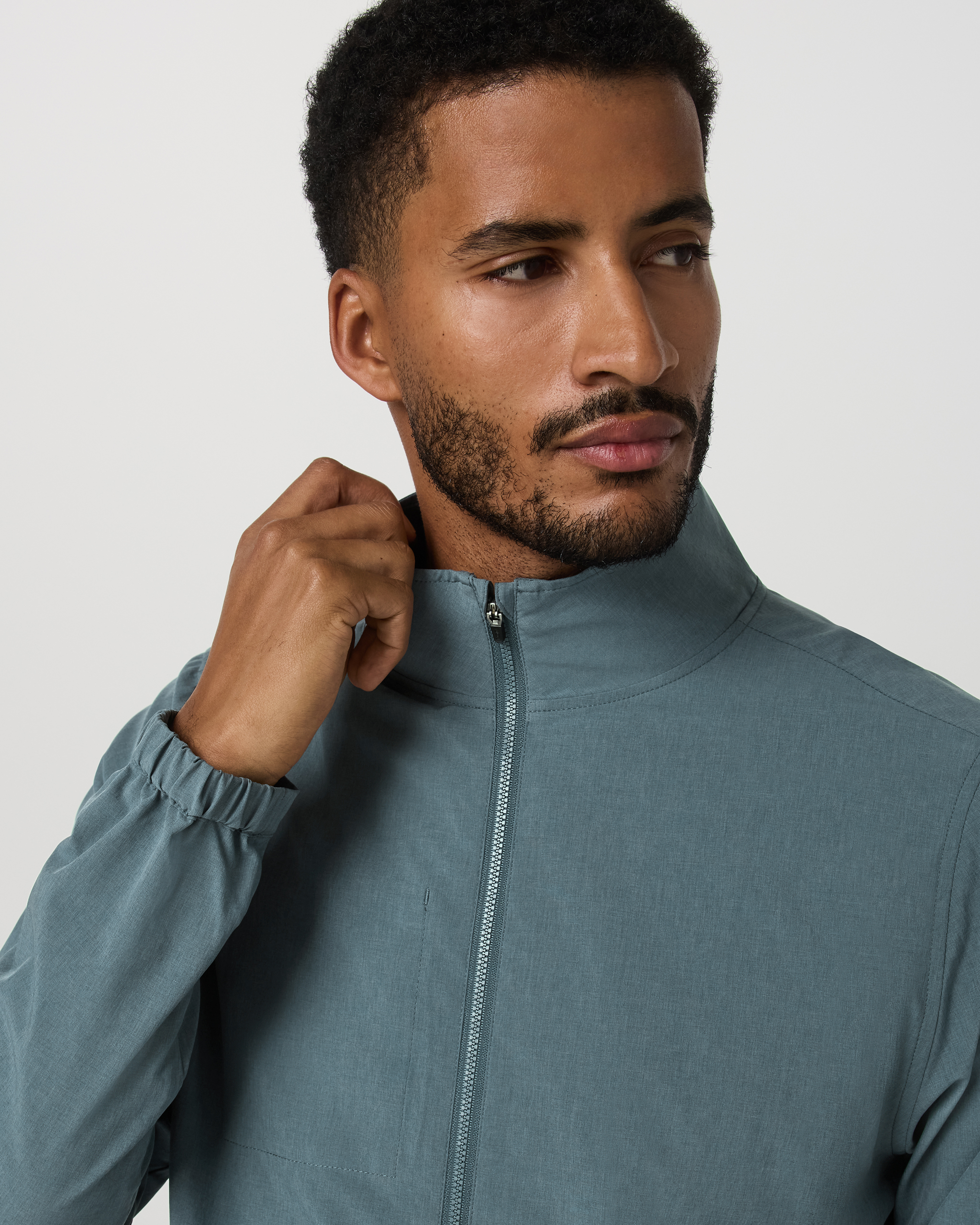 Venture Track Jacket | Blue Sea Linen Texture - Image 2