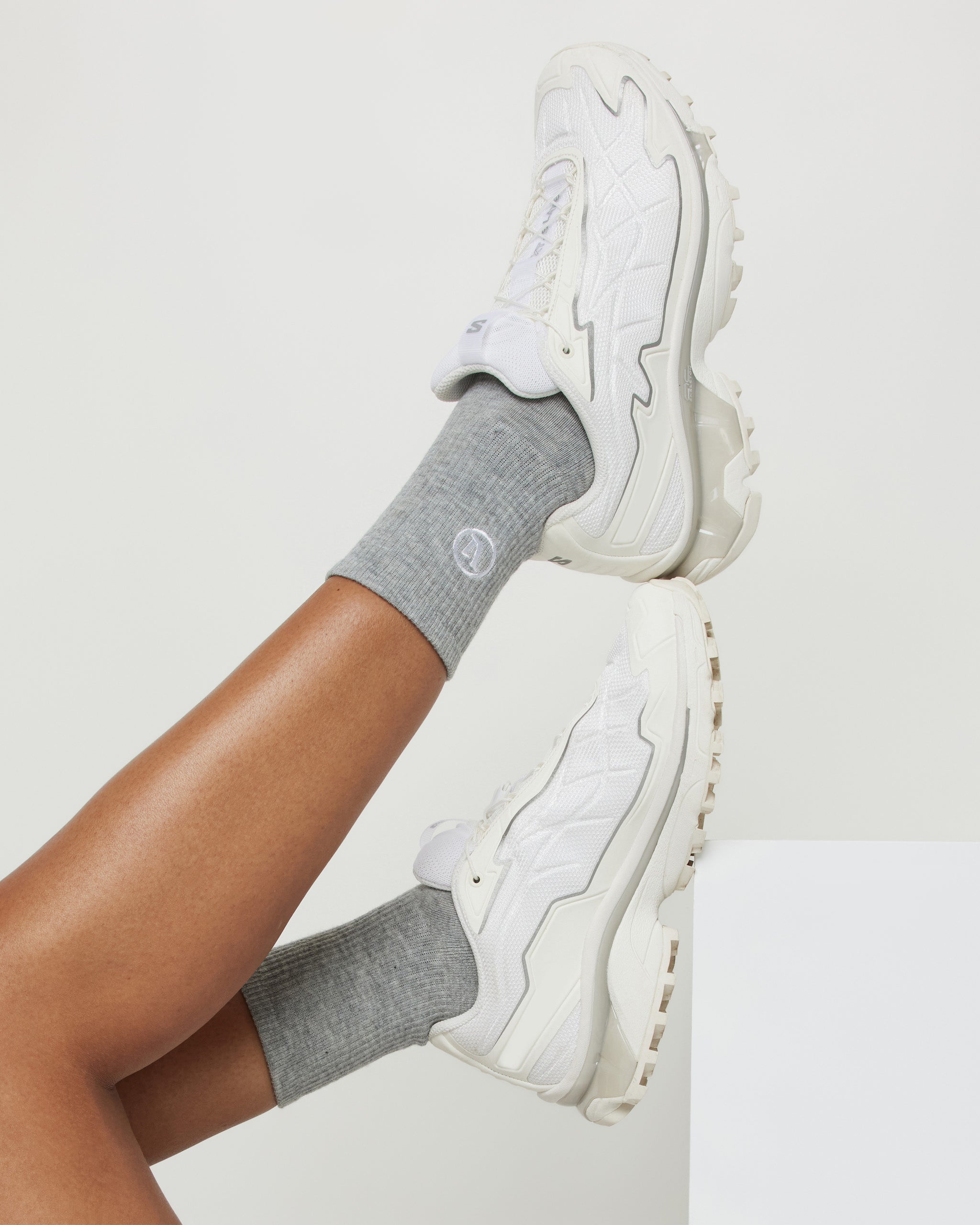 Half Crew Sock | Pale Grey Heather - Image 2