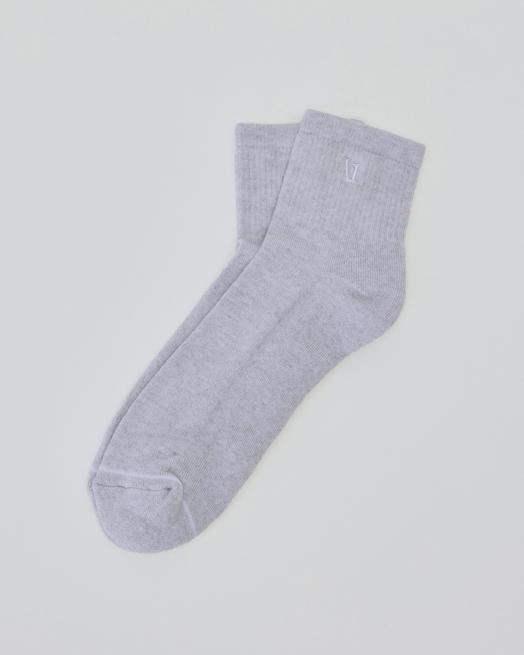 Quarter Crew V1 Sock | Light Heather Grey