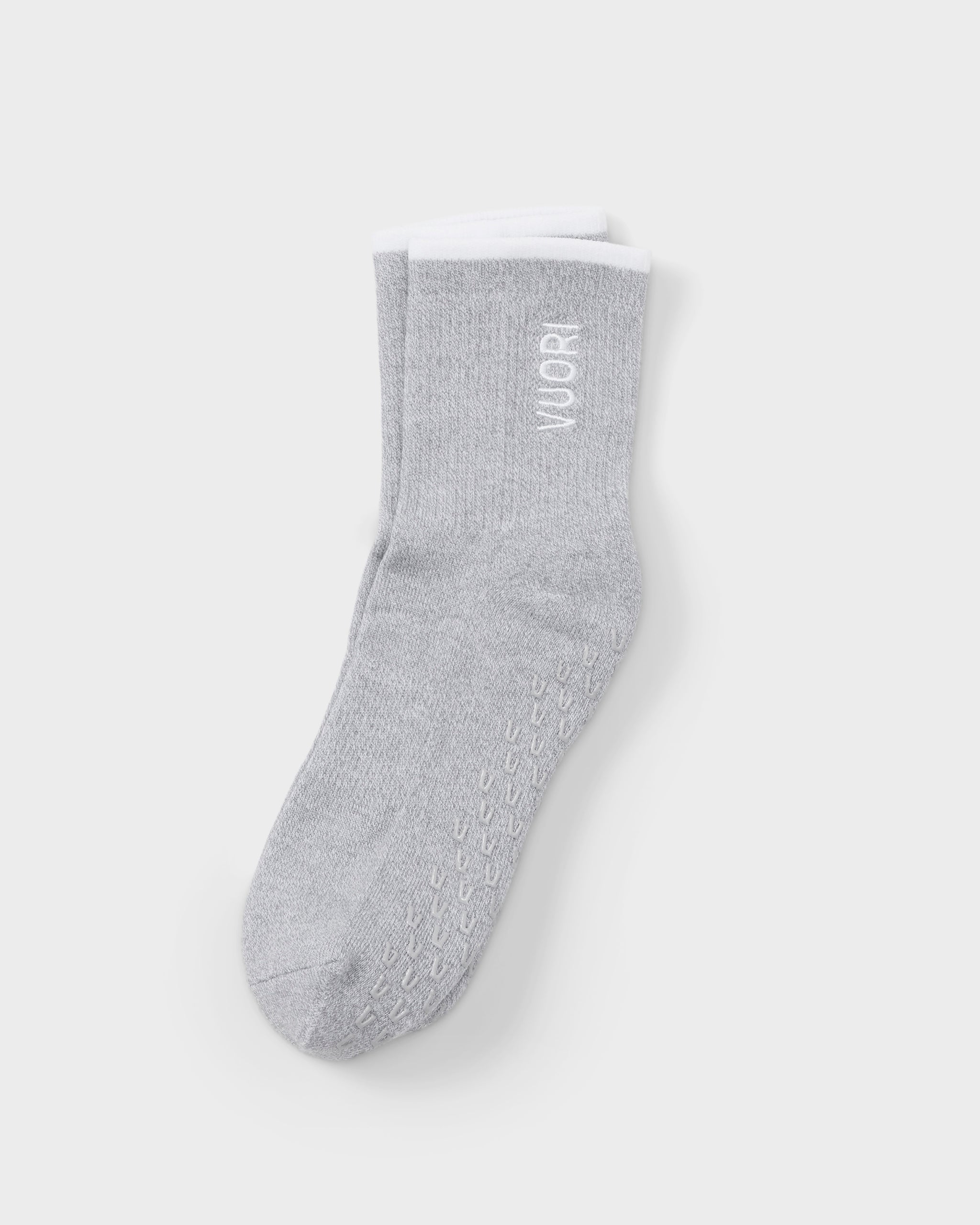 Half Crew Gripper Sock | Light Heather Grey