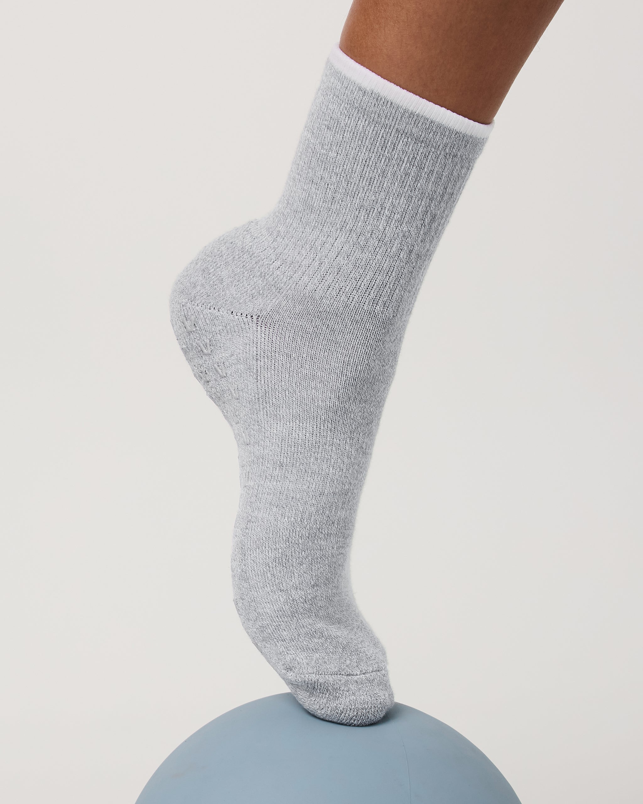 Half Crew Gripper Sock | Light Heather Grey - Image 3