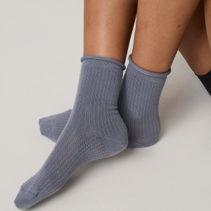 Quarter Crew Pointelle Sock | Coastal Fog
