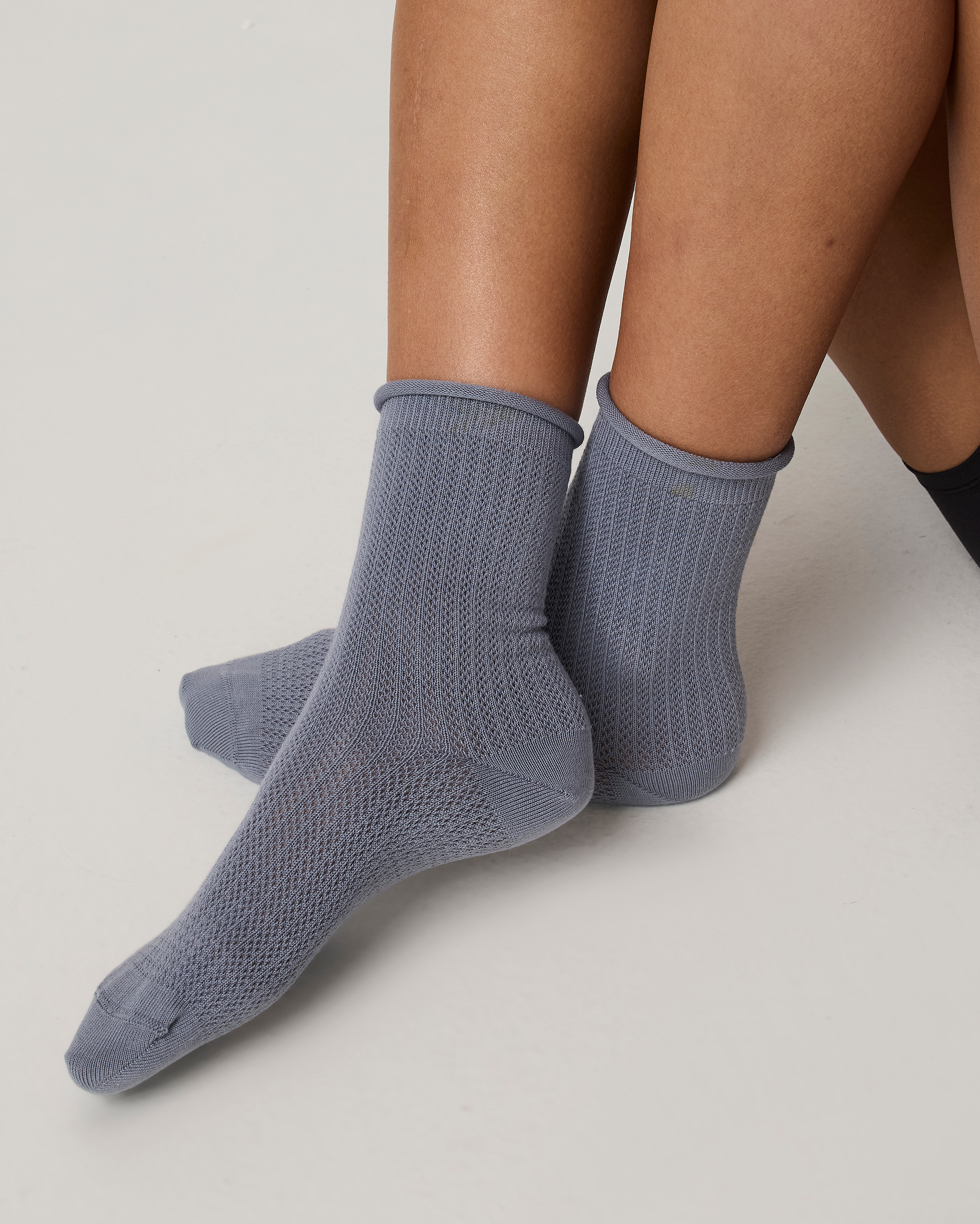 Quarter Crew Pointelle Sock | Coastal Fog