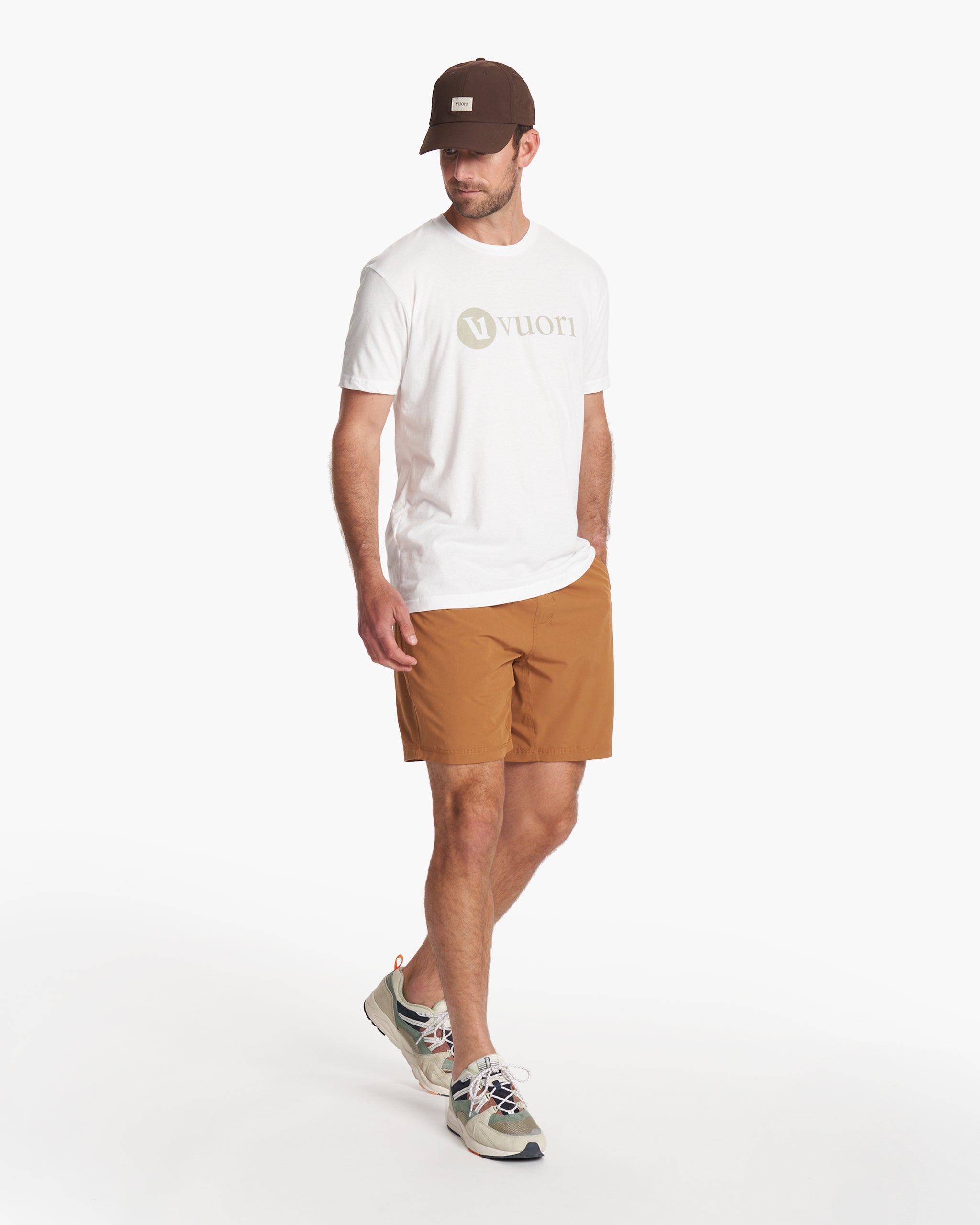 V1 Vuori Wordmark Logo Tee | White/White Sage - Image 3