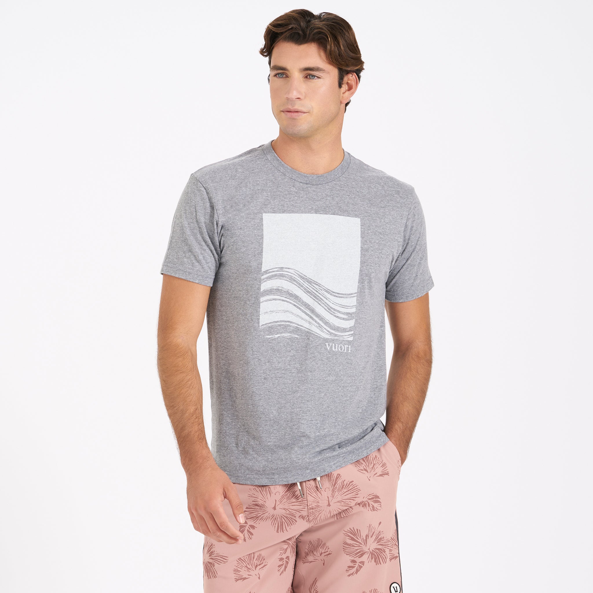 Wave Block Tee | Heather Grey