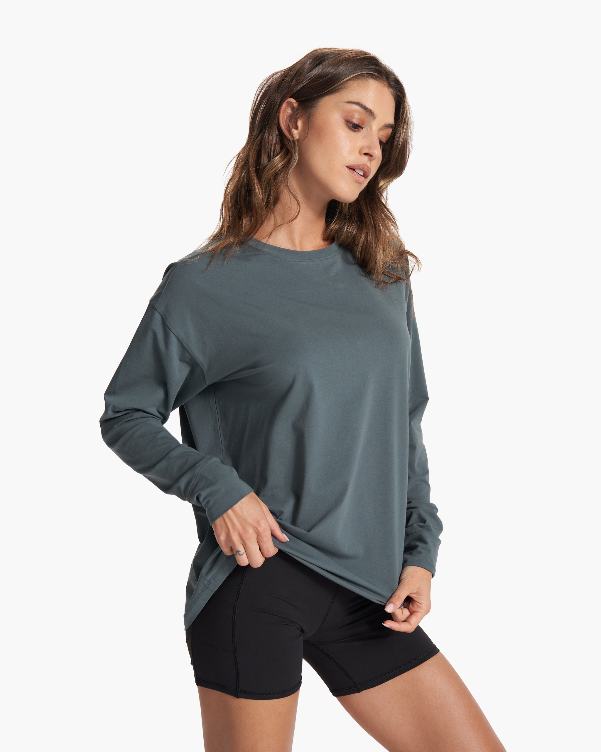 Long-Sleeve Feather Tee | Lake - Image 2